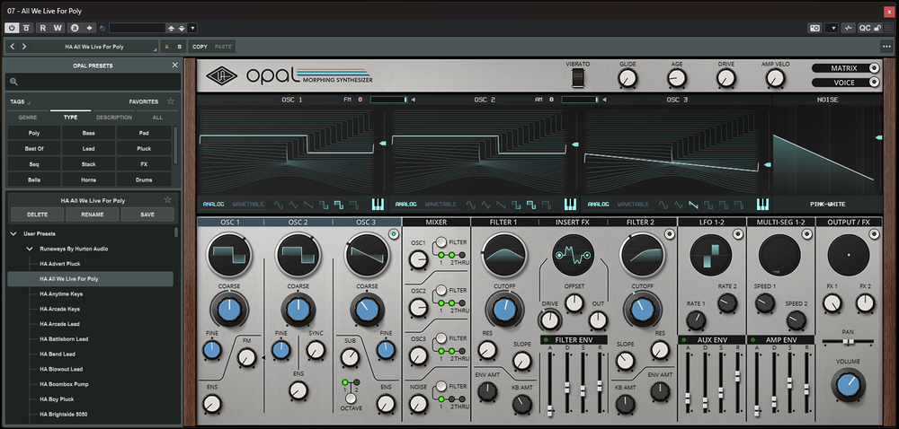 Runaways For Universal Audio Opal Morphing Synthesizer - Synthwave ...