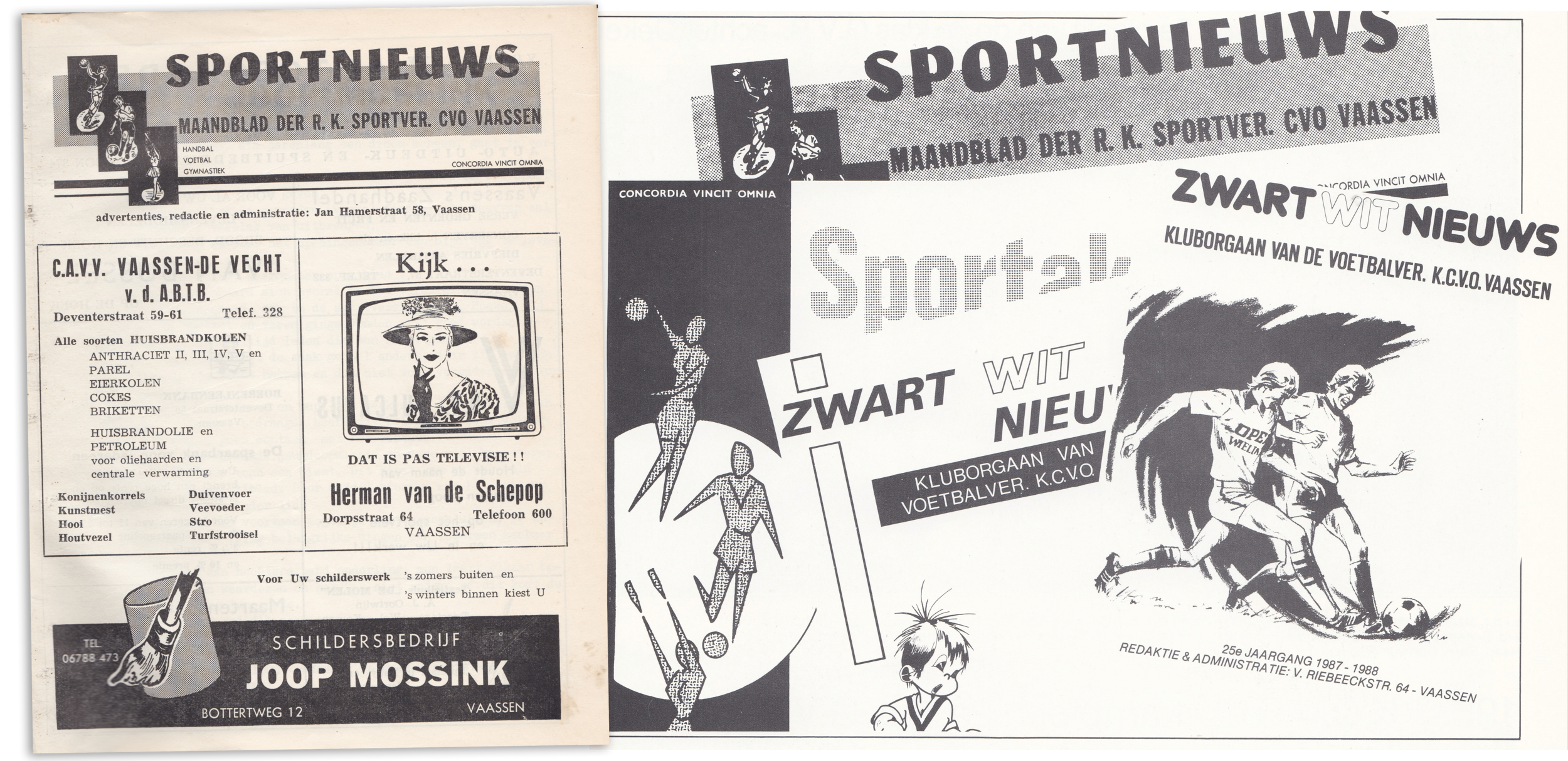 Het eerste sportnieuws (links)