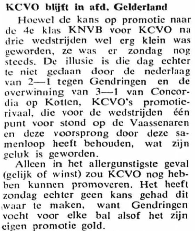 Geen promotie! Verslag Veluwsch Nieuws van 20 juni 1961