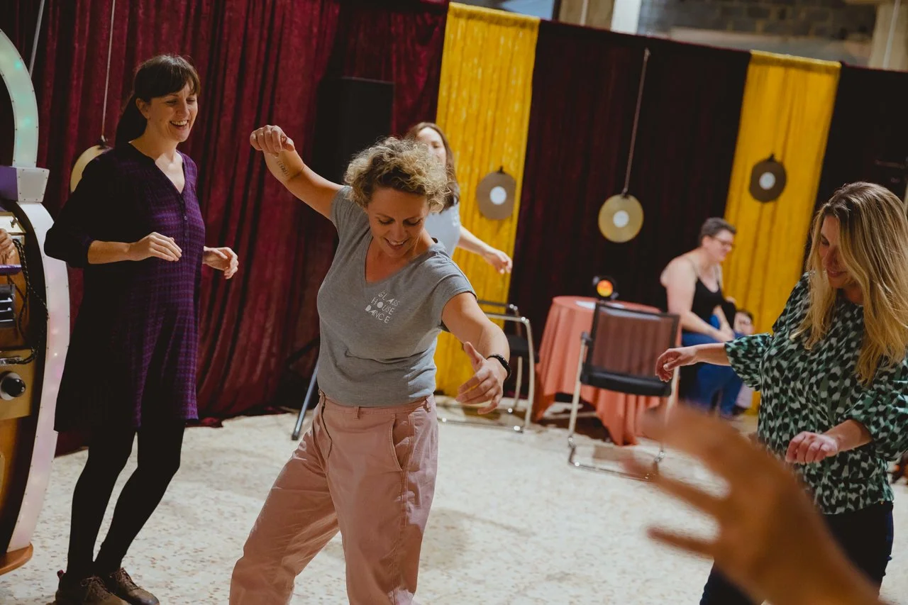 Time Machine Disco residency by GlassHouse delivered by DanceEast. The public joining in for some disco fun with Laura.

Photography by Charlotte Baker 
