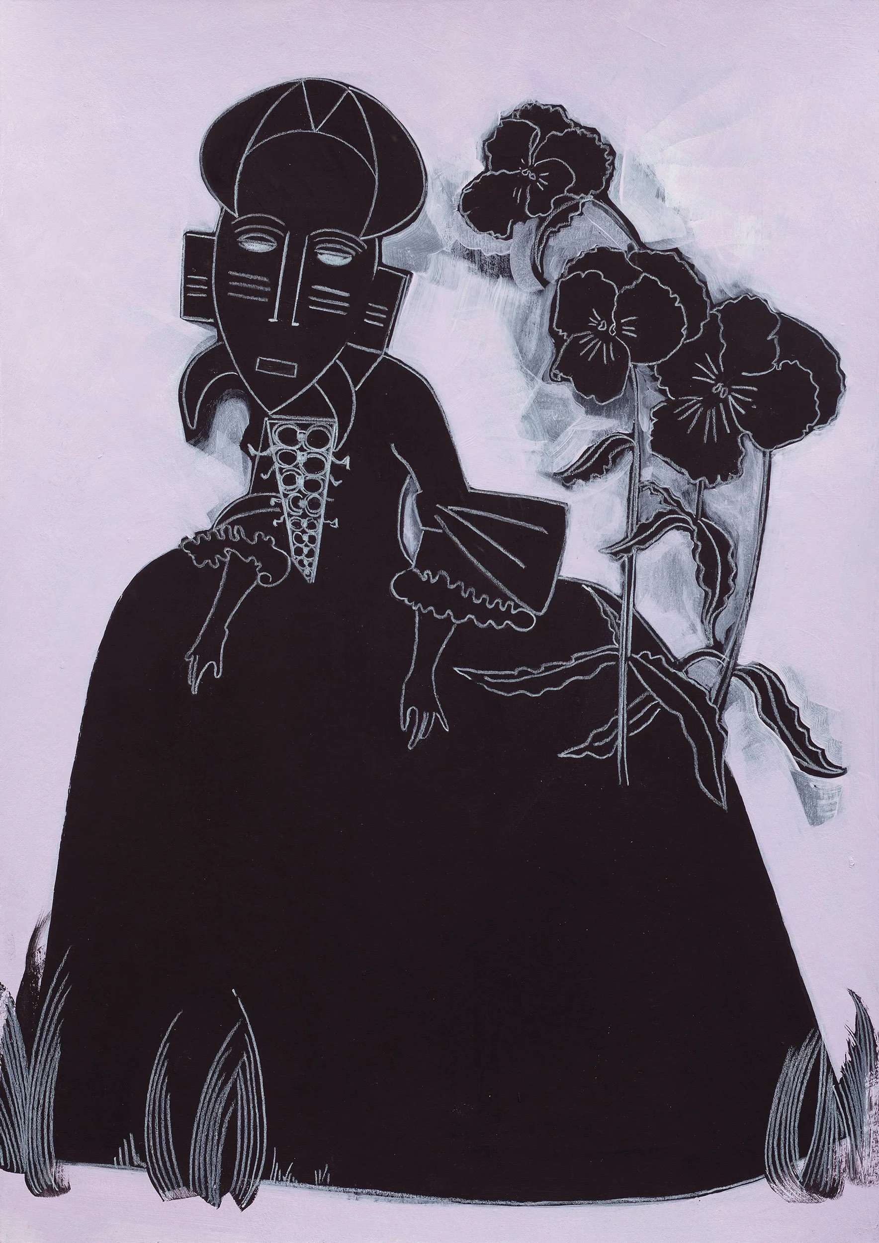 Parma Violet | Acrylic & pencil on paper | 42 x 30cm | 2026