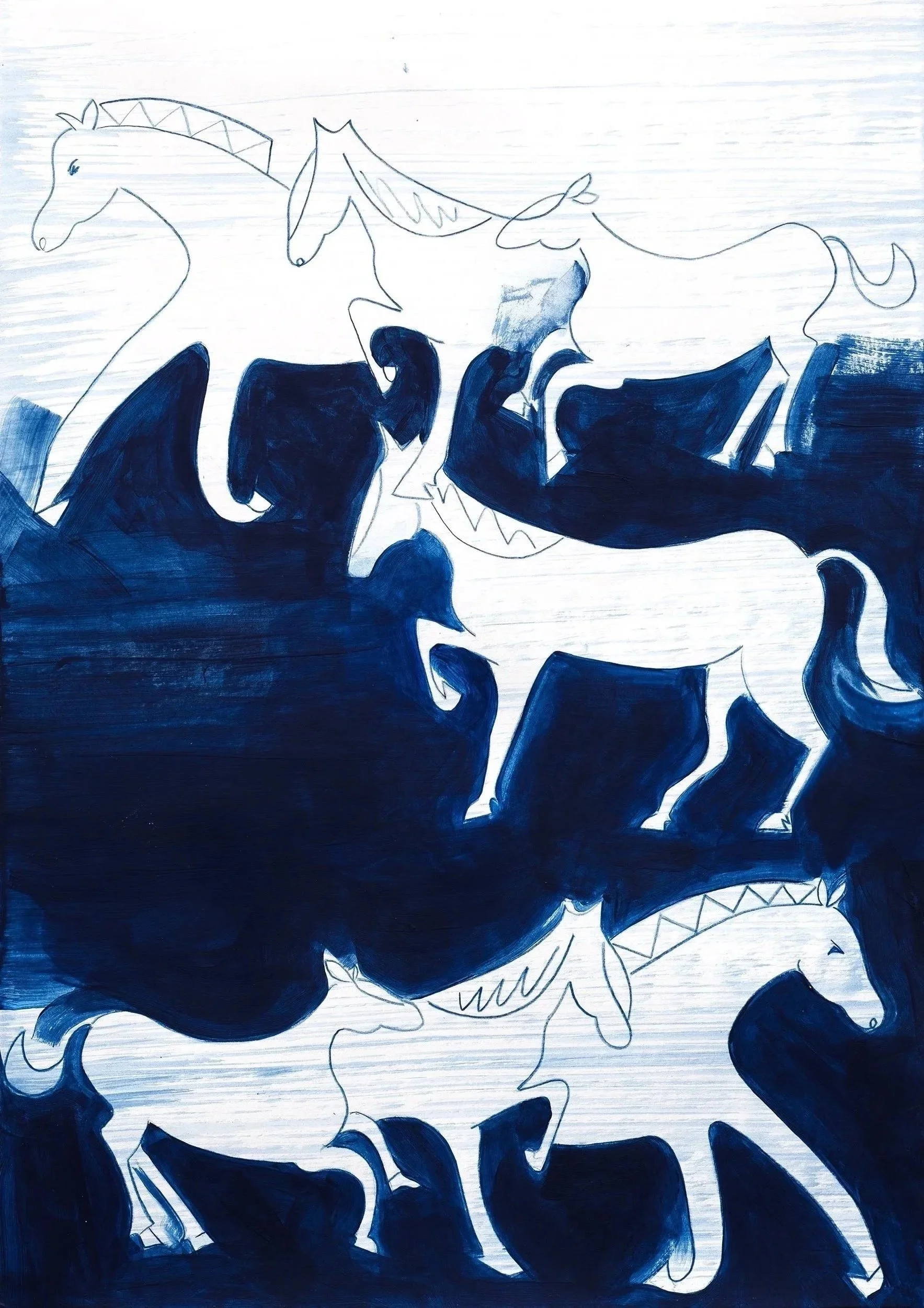 Midnight Run | Acrylic and pencil on paper | 42cm x 30cm | 2024