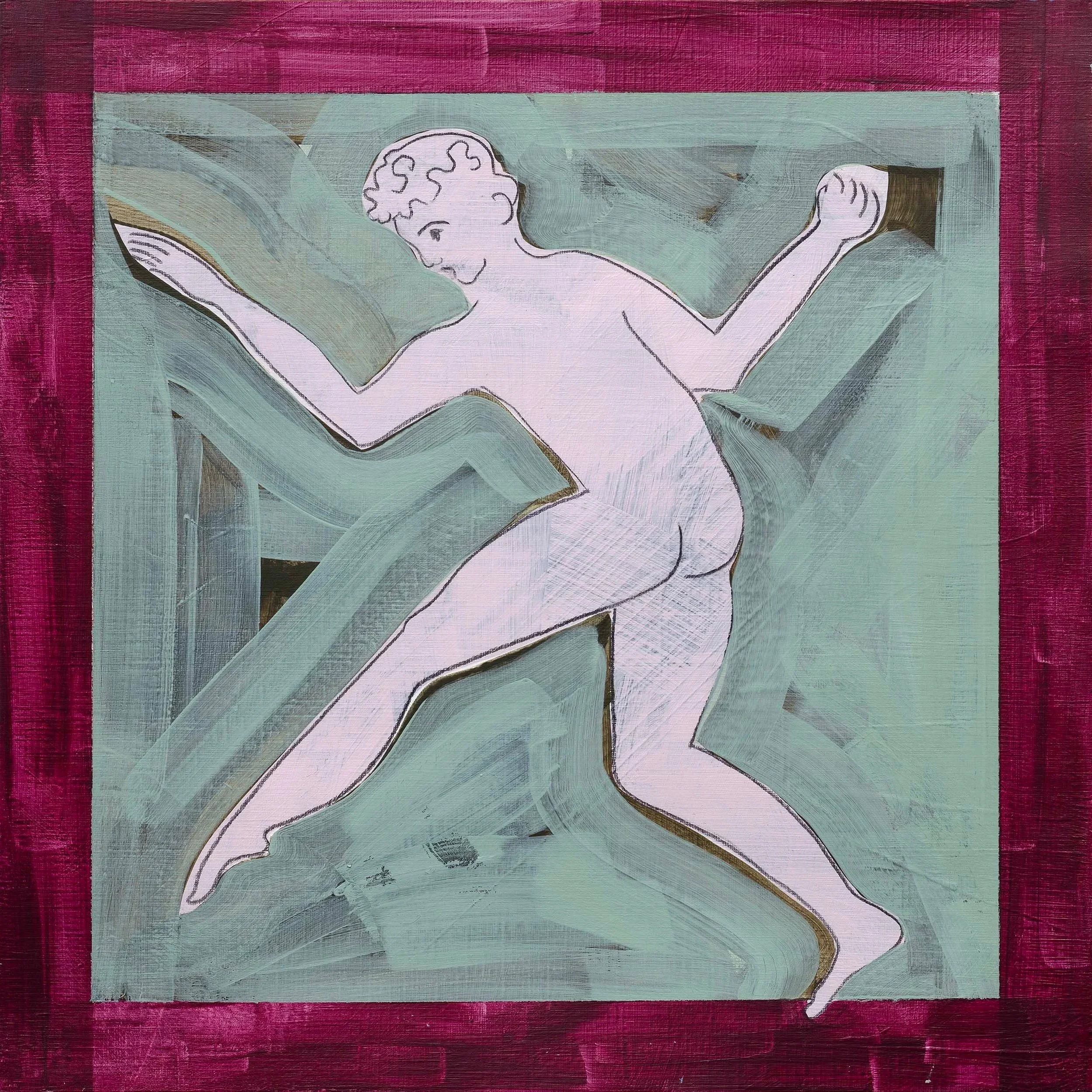 Look Before You Leap | Acrylic & pencil on paper | 30 x 30cm | 2025