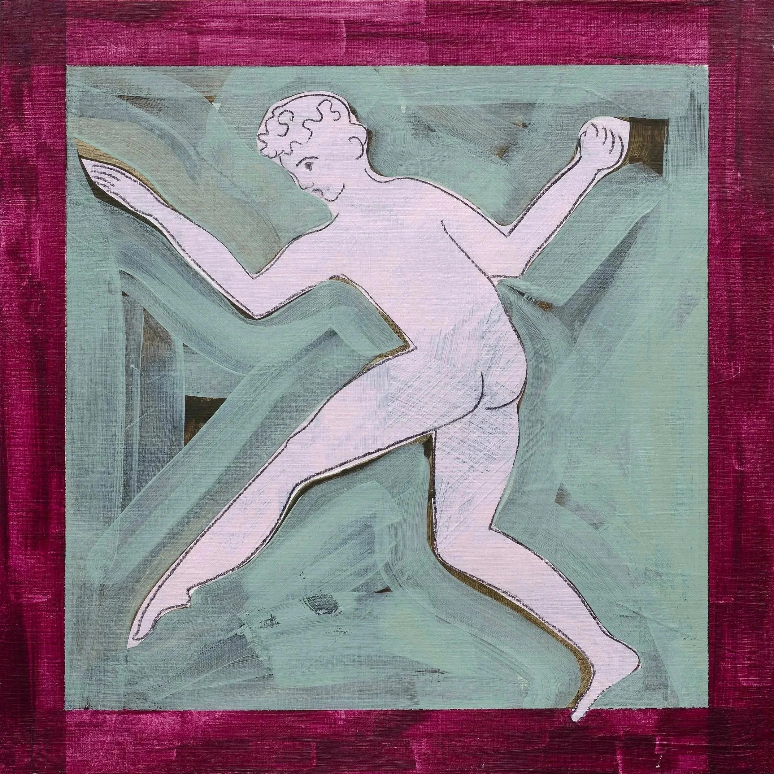 Look Before You Leap | Acrylic & pencil on paper | 30 x 30cm | 2025