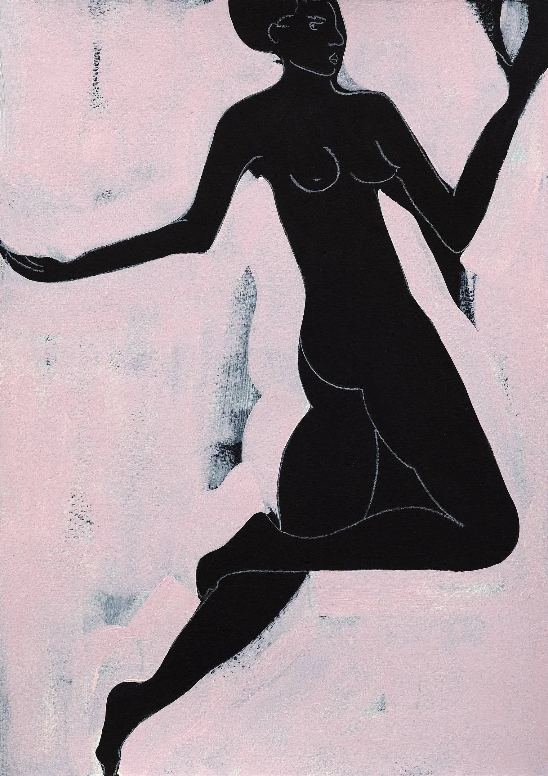 Flight from Apollo | Acrylic & pencil on paper | 42 x 30cm | 2025