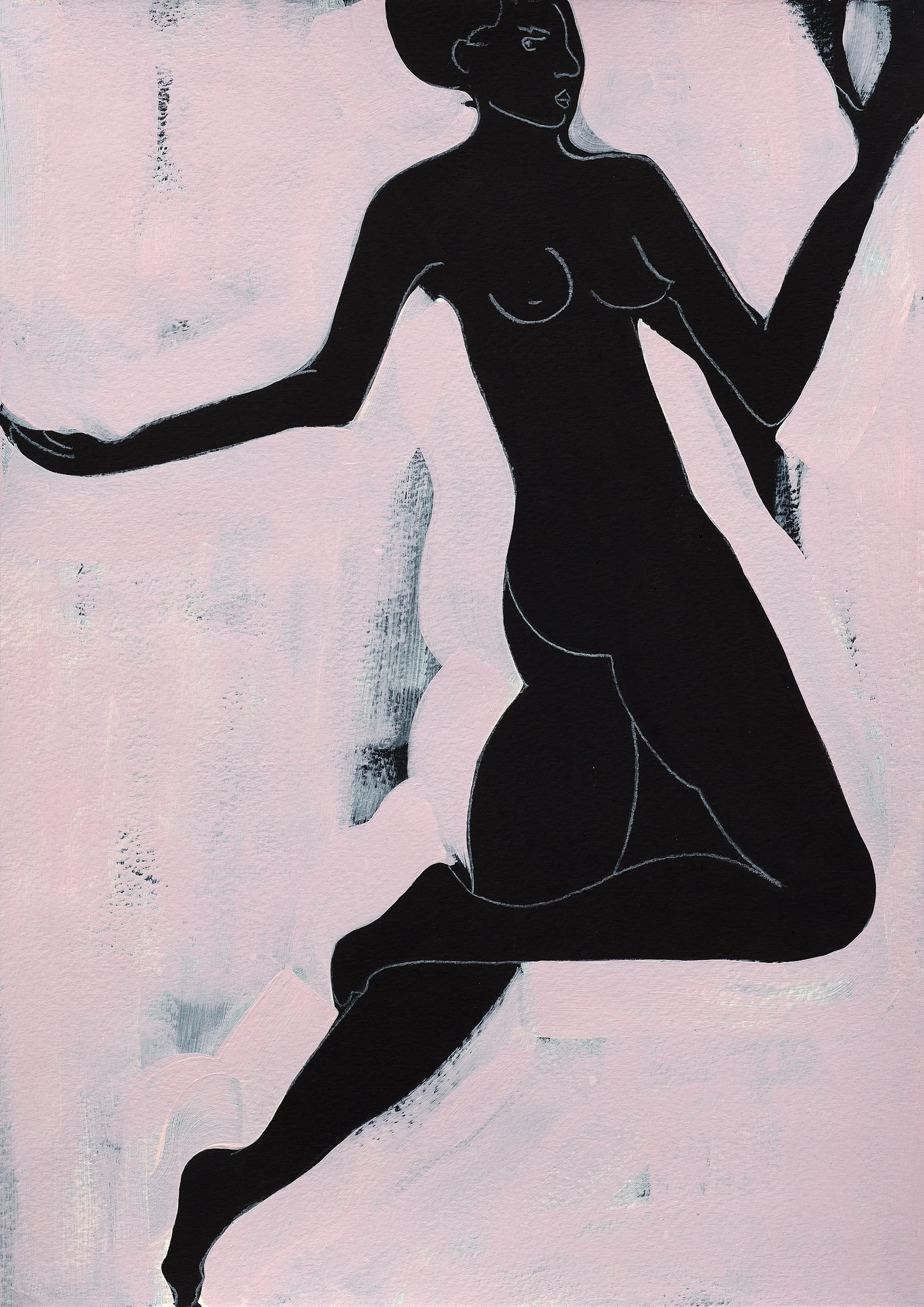 Flight from Apollo | Acrylic & pencil on paper | 42 x 30cm | 2025