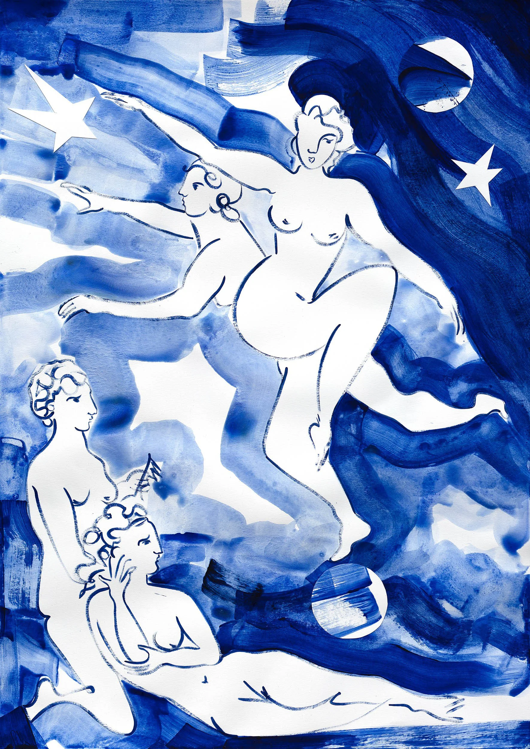 Reach for the Stars | Ink and acrylic on paper | 60 x 42cm | 2025