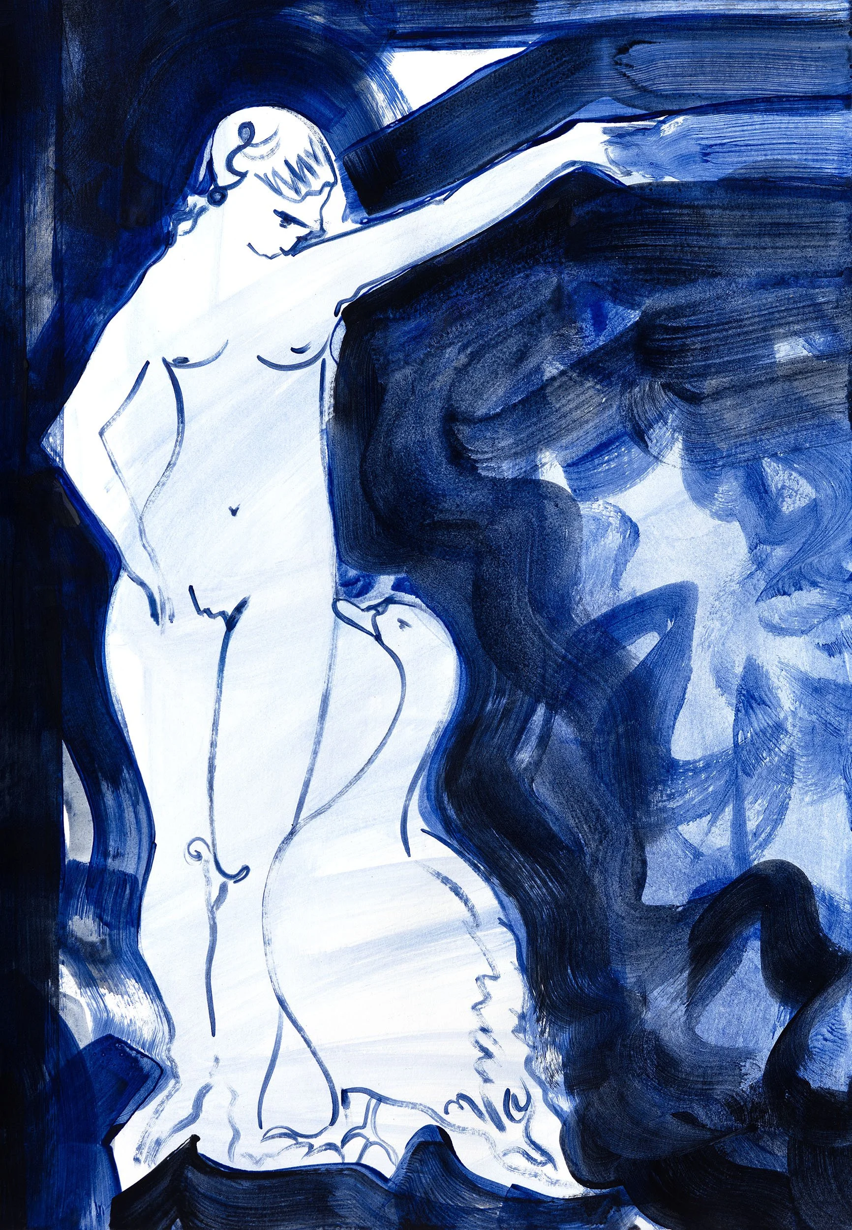 Leda and the Swan | Ink and acrylic on paper | 42 x 30cm | 2026