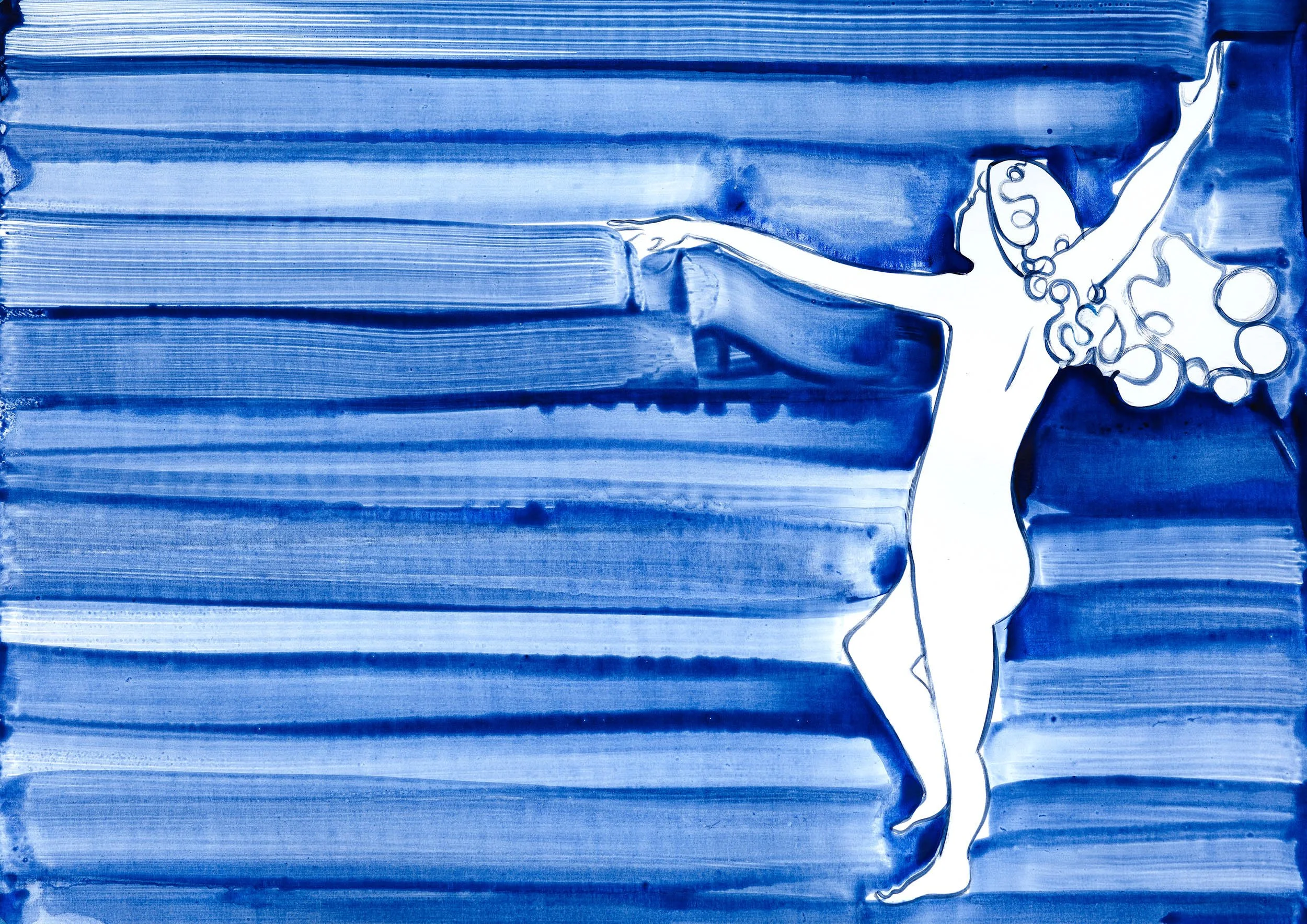 Blue Sky Thinking | Ink and acrylic on paper | 30 x 42cm | 2026