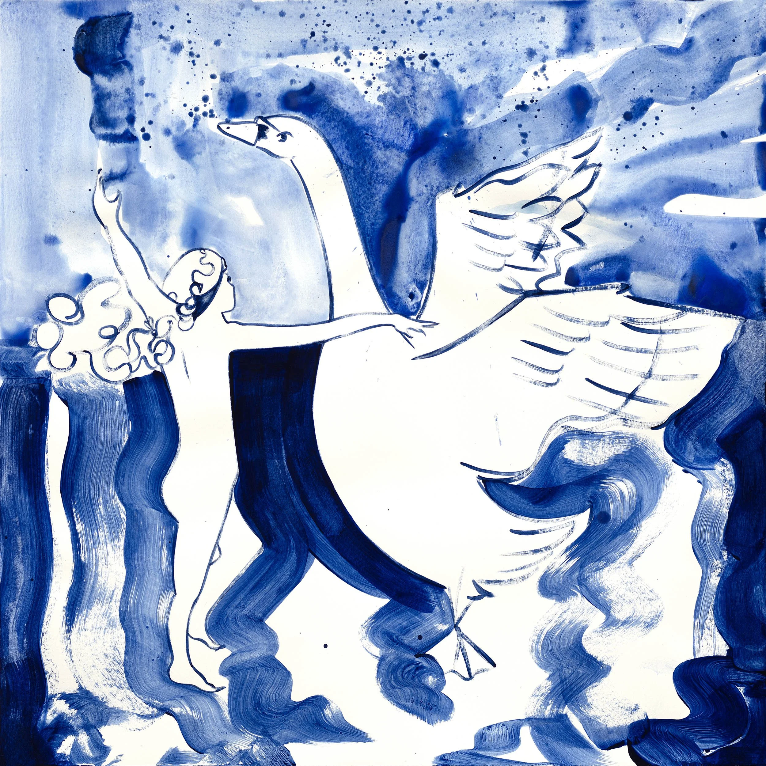 Swan Lake | Ink and acrylic on paper | 42 x 42cm | 2026