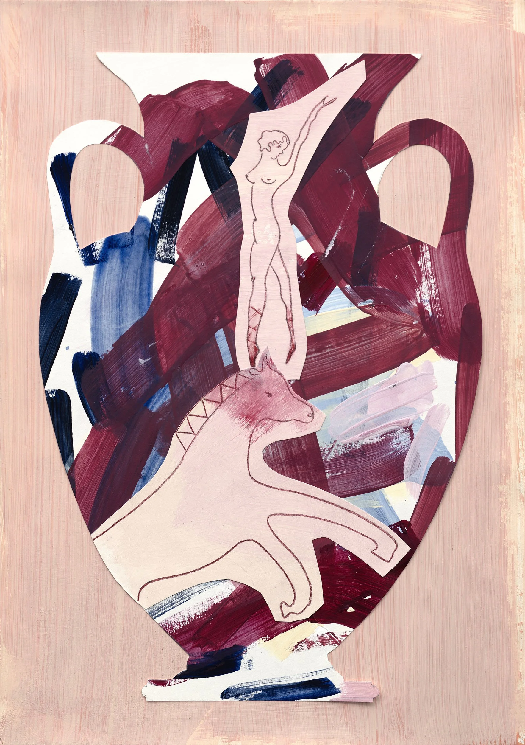 Balancing Act | Acrylic & pencil on paper with collage | 42 x 30cm | 2026