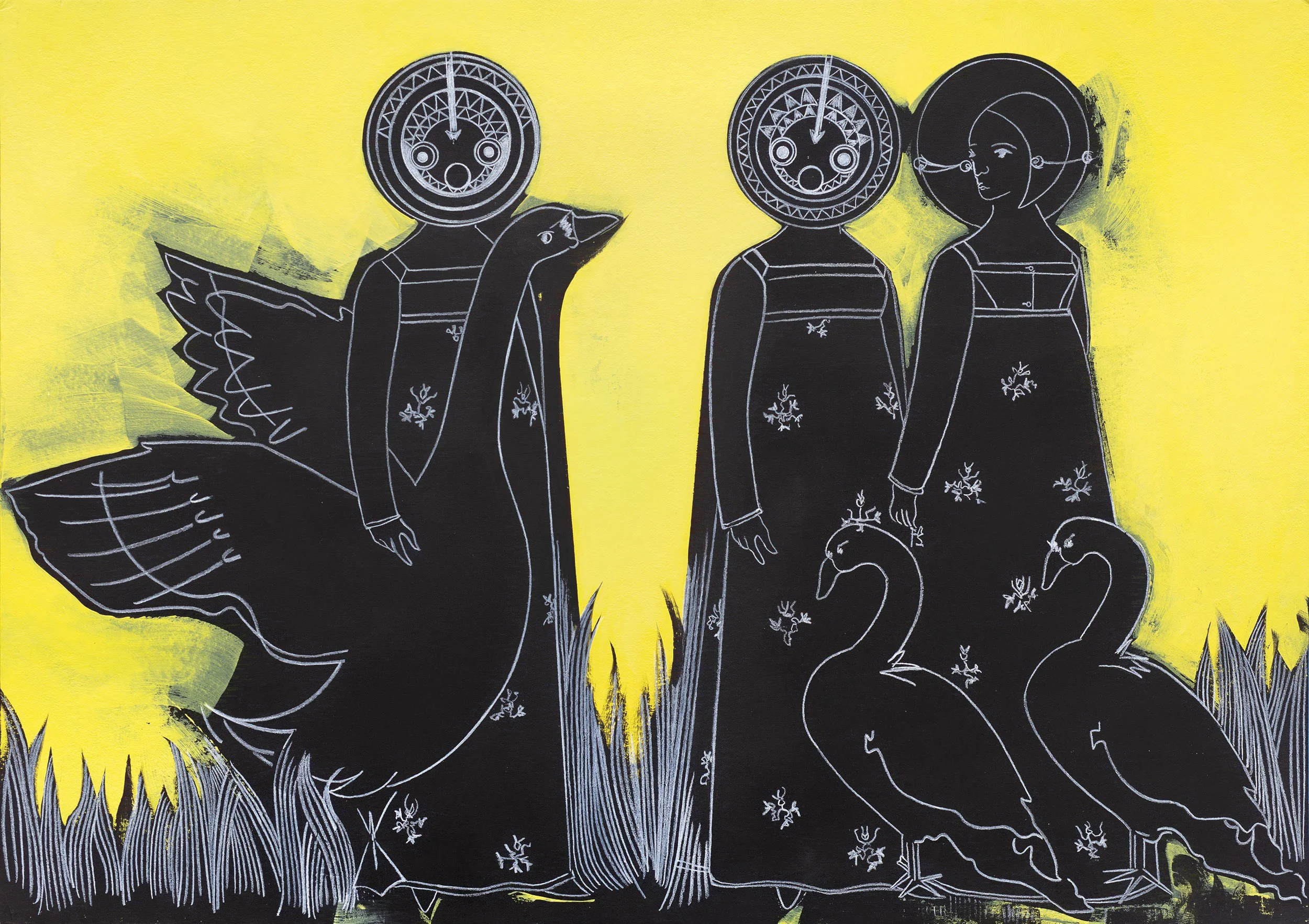 Birds of a Feather | Acrylic & pencil on card | 42 x 60cm | 2026