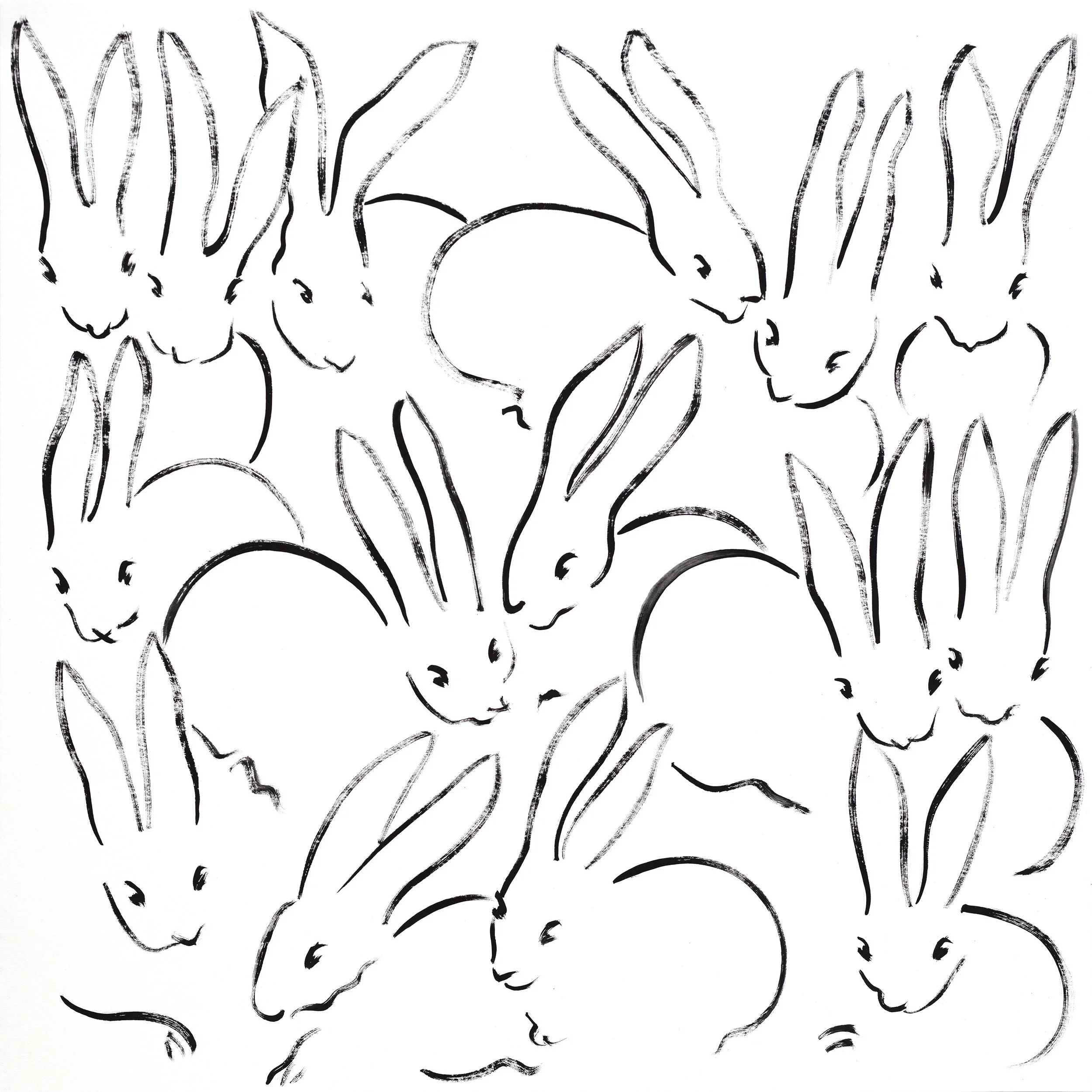 Repeat Rabbit | Acrylic on paper | 42 x 42cm | 2022