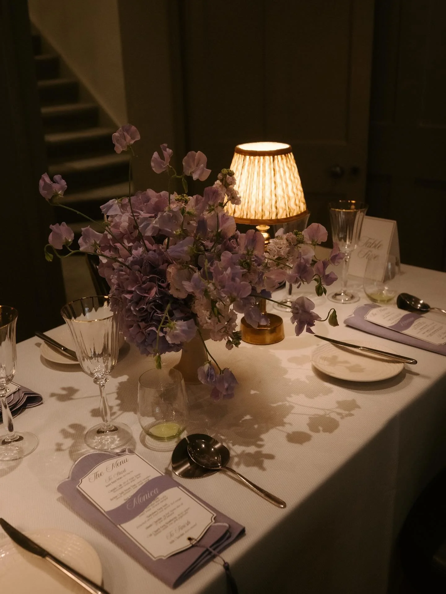 A dinner party inspired space at The Olive Tree in Baths city centre. 

Bold florals as centre pieces and pooky lamps (a favourite) to bring the warmth and home party vibes. Stylish silverware and delicate glassware to bring contemporary look and han