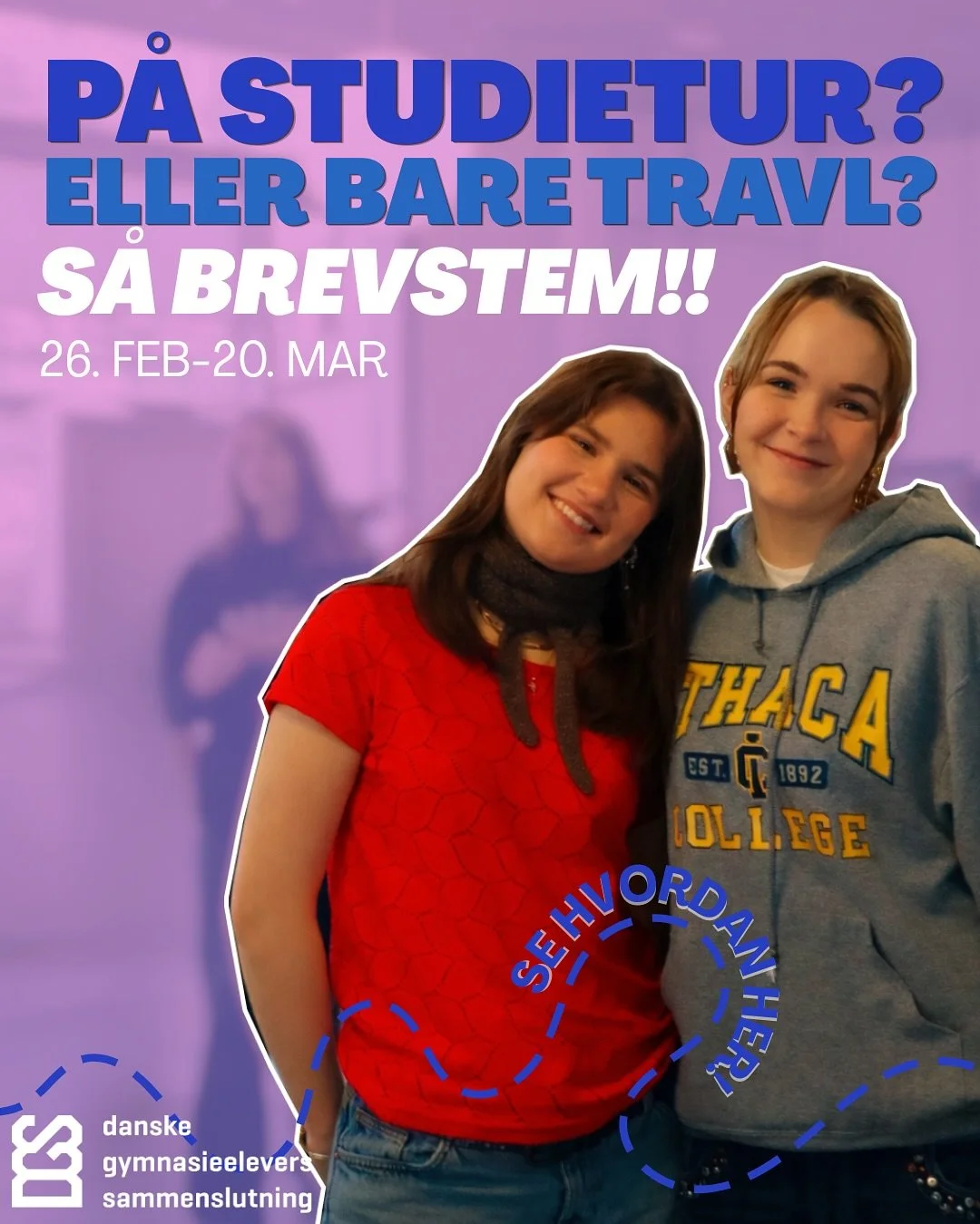 P&aring; studietur eller bare travl?

S&aring; brevstem!

Du kan stemme allerede nu &ndash; hurtigt og nemt.

Folketingsvalget er vigtigt for os gymnasieelever. De politikere vi v&aelig;lger, bestemmer bl.a. over:

* investeringer i vores uddannelser