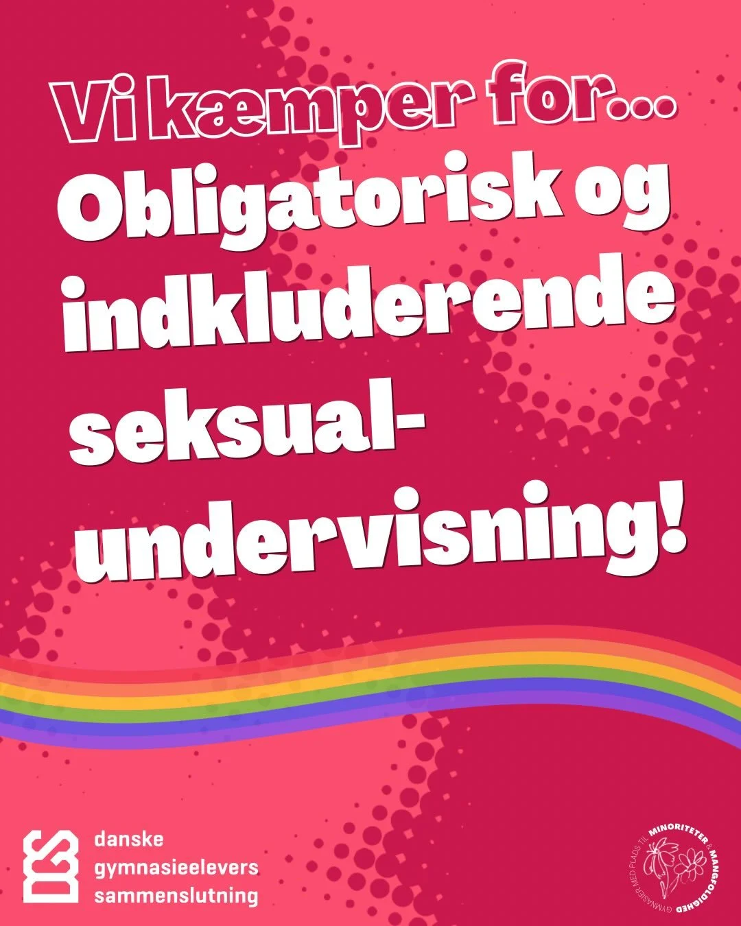Obligatorisk og inkluderende seksualundervisning p&aring; gymnasier er et vigtigt skridt i kampen for gymnasier med plads til minoriteter og mangfoldighed 🏳️&zwj;🌈 L&aelig;s med her og h&oslash;r hvorfor! 🫶
