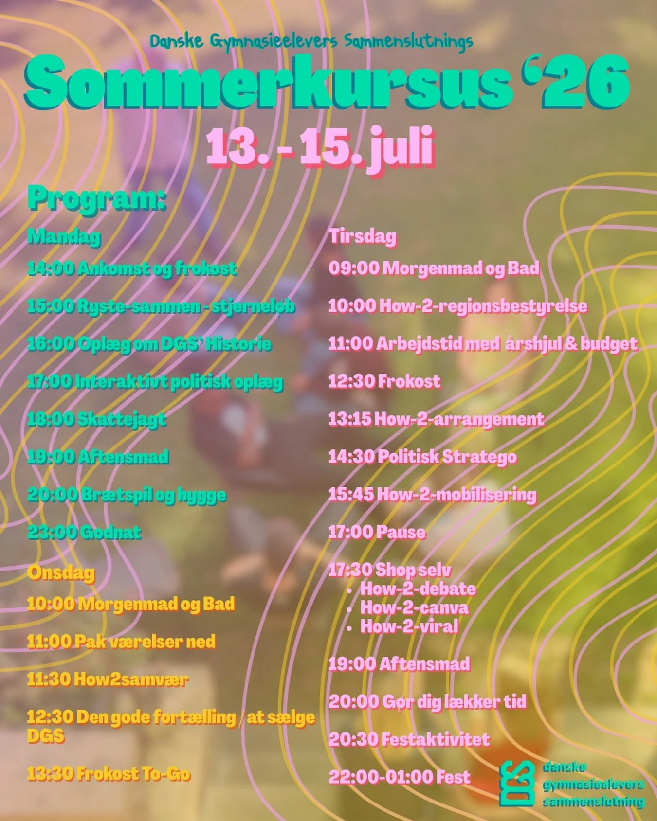 Forts&aelig;tter du p&aring; gymnasiet efter sommeren?🌸🌷
- S&aring; tag din bedsteven i h&aring;nden og kom med til DGS&rsquo; sommerkursus☀️!!!
Kurset bliver fyldt af fede opkvalificerende workshops, arbejdstid og en masse hygge🌷

Du kan finde me