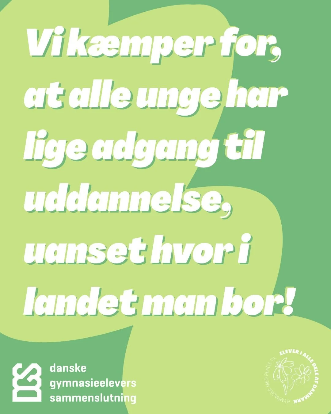 Vi k&aelig;mper for, at alle unge har lige adgang til uddannelse, uanset bor i landet man bor! 🍀 L&aelig;s med her og h&oslash;r om nogle af vores forslag! 🌳🚌