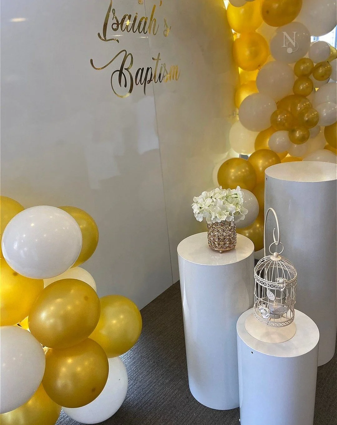&quot;And the child grew strong in Spirit&quot; Luke 1:80

We loved collaborating with @officialdivineevents on putting together Isaiah's christening party.

Balloon design &amp; styling: @noireventsuk 

Plinth hire: @noireventsltd Collaboration@offi