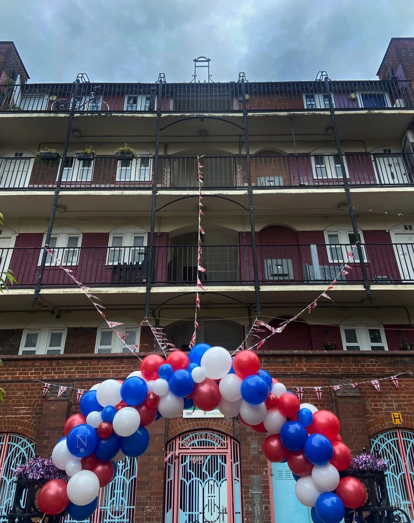 Any guesses as to how high that bunting goes?

We had the pleasure of putting together this balloon garland for the Platinum Jubilee Weekend on behalf of the Islington Council for one of their local estates. 

Noir Events. 

Full-service wedding &amp