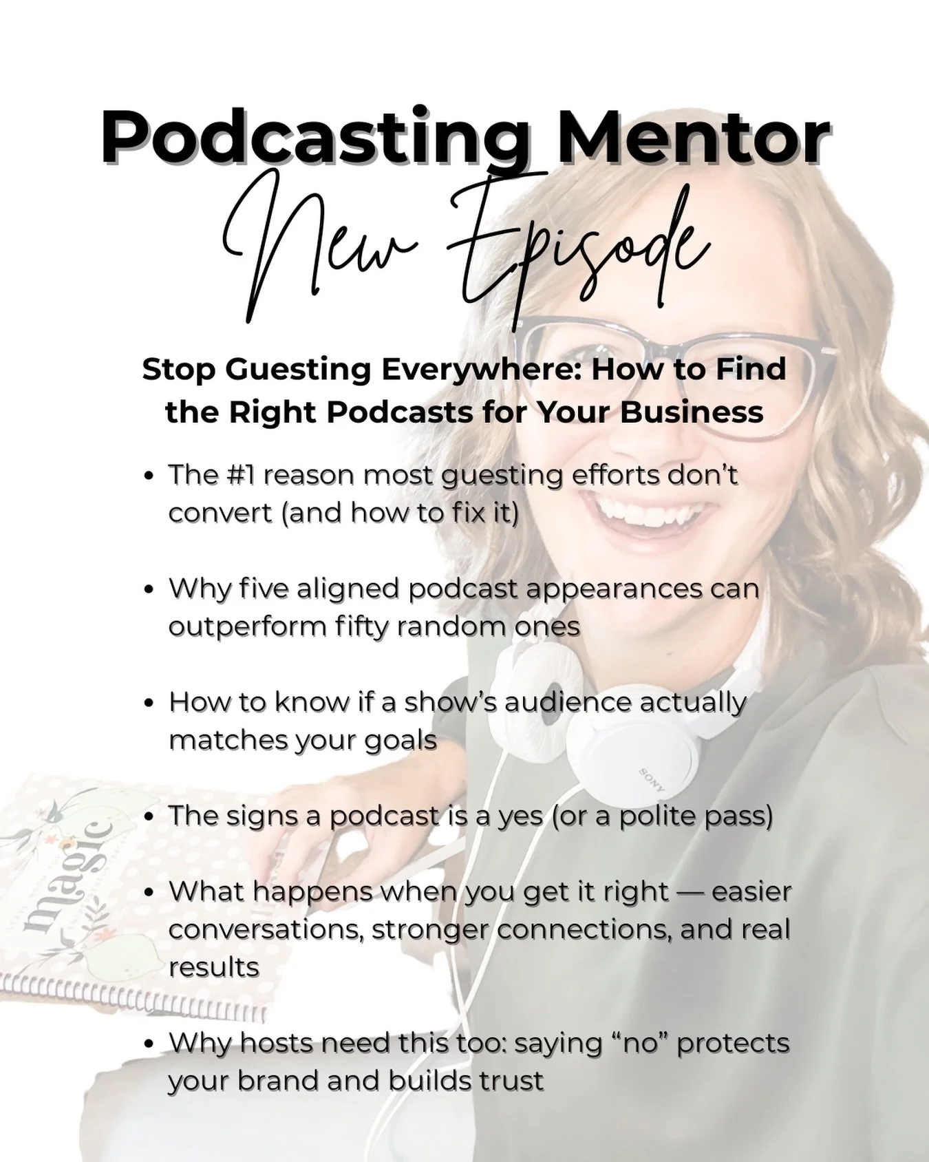 New episode is out on my pod 🎙️ 

If you want to know how to find the RIGHT podcasts to guest speak on, this one is for you!

Listen to the Podcasting Mentor anywhere you get your podcasts 🎧