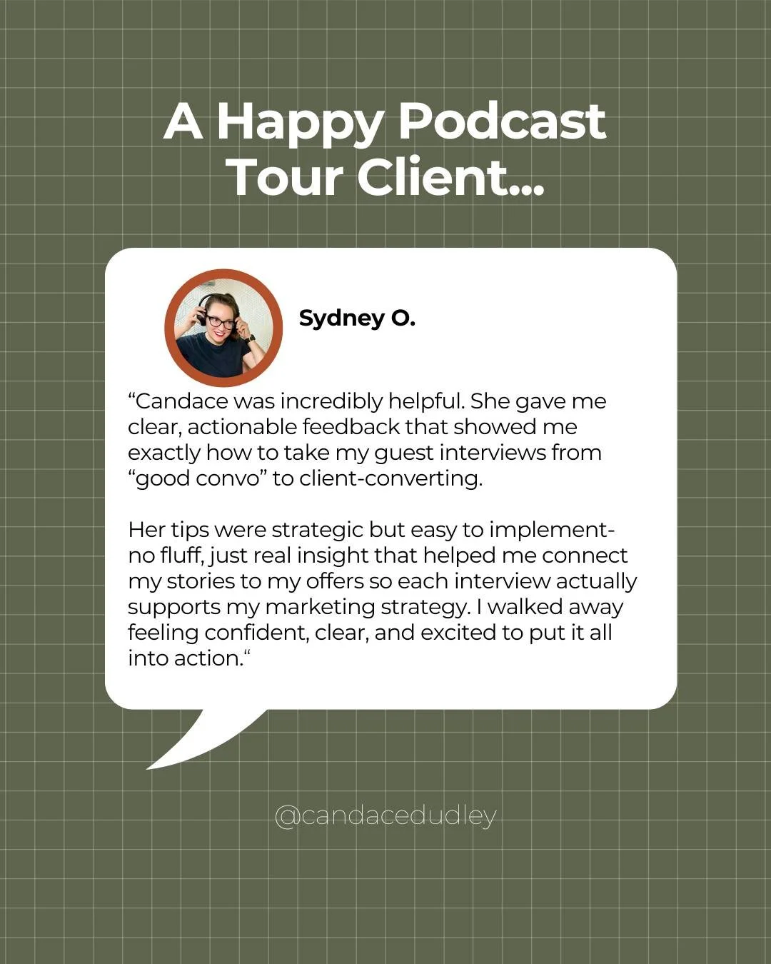 There's a difference between getting on a podcast and having a good conversation &mdash; and getting on a podcast that actually moves your business forward.

Sydney knew how to show up. She's great on a mic. The conversations were good. But good conv