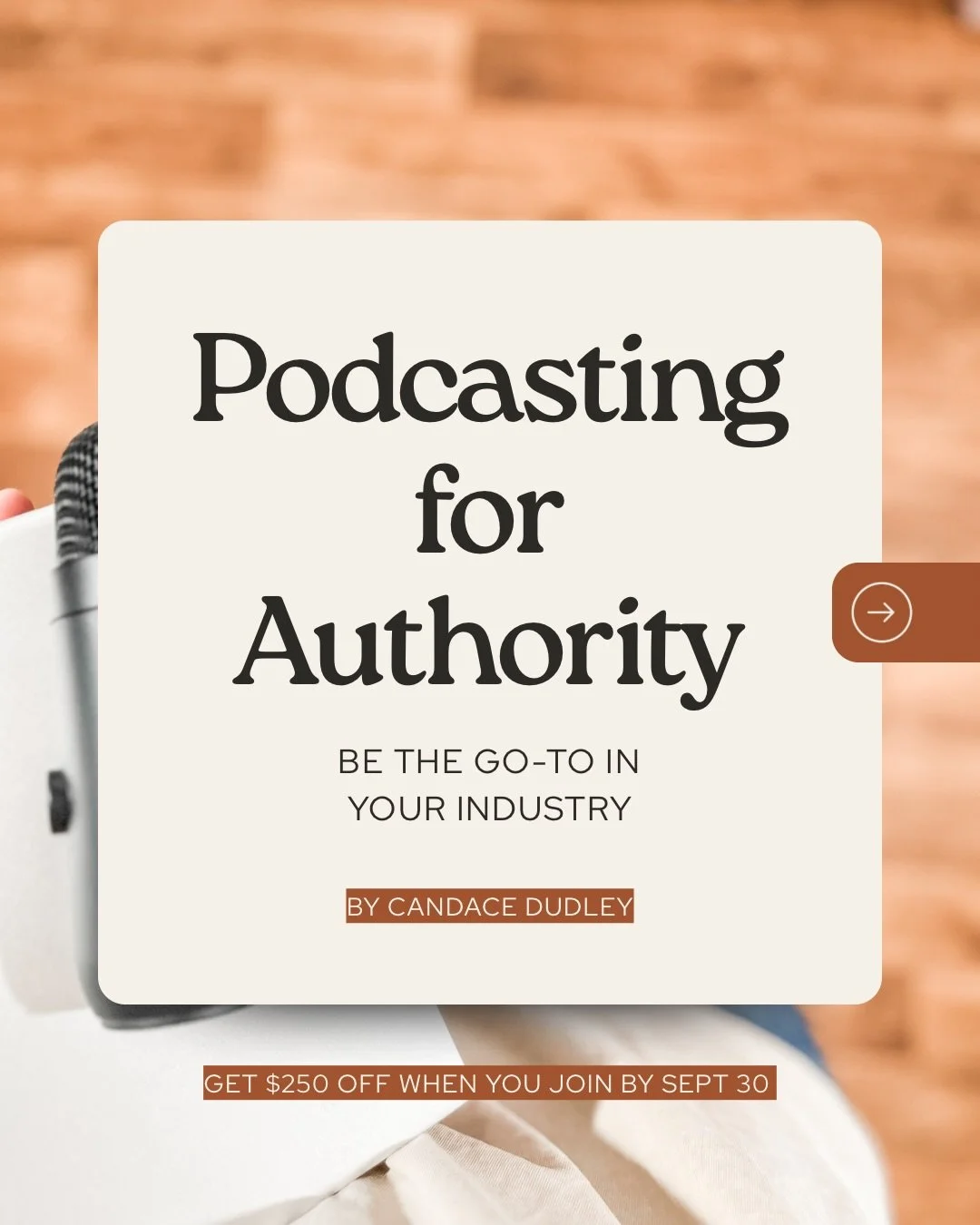 $250 off when you join by Sept 30! 

Podcasting for Authority is my brand new group program that has everything I&rsquo;ve learned in the past 5 years behind the mic in it so your visibility can skyrocket and you can be known in your industry in Q4 a