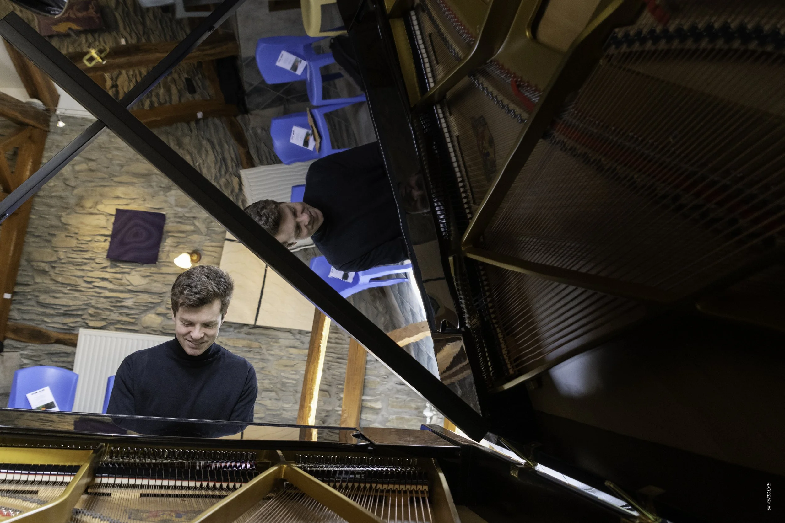Warming up for a memorable recital in Maboges, Belgium. One of the kindest audiences I played for