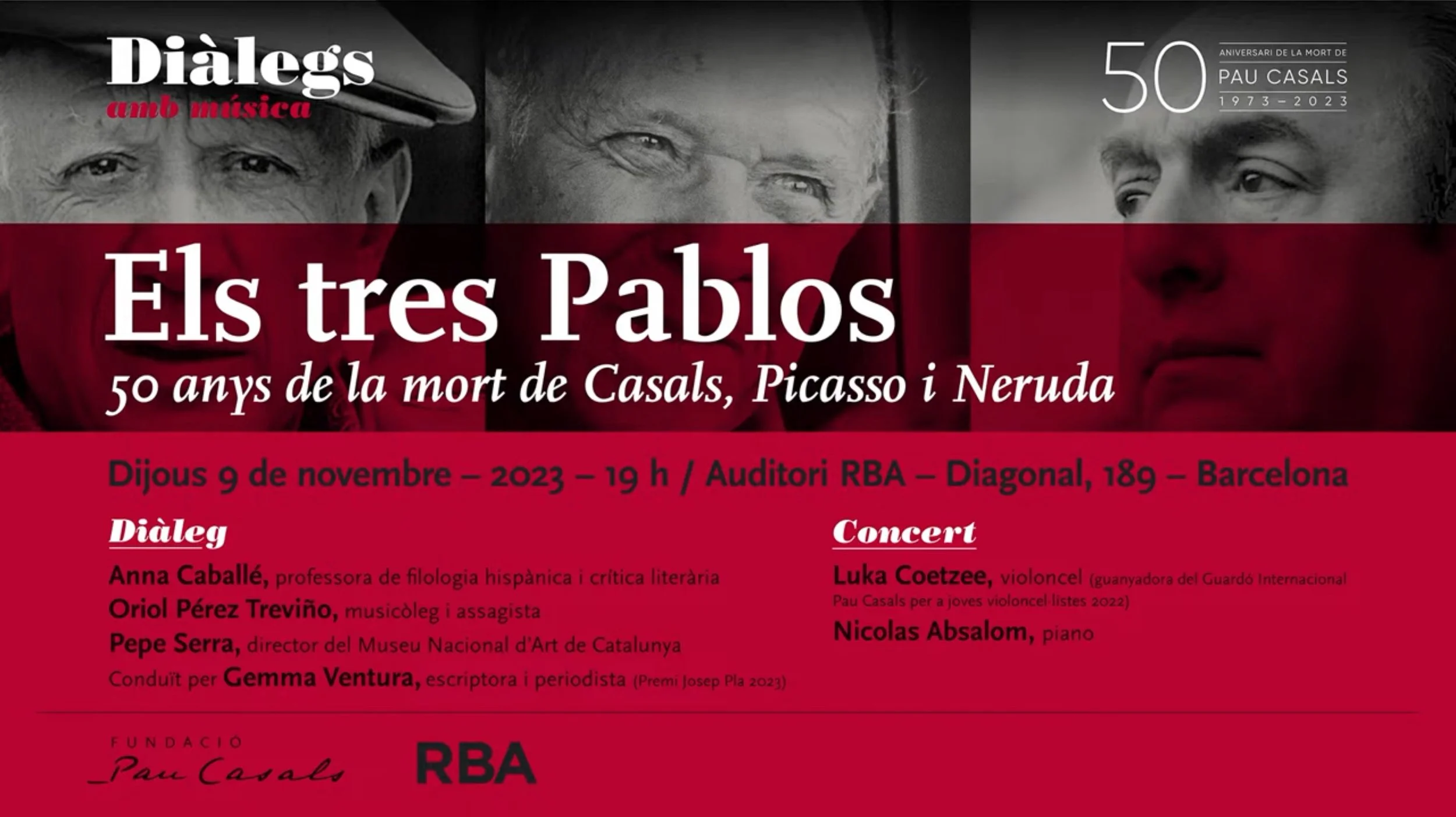 From an event organised by the Pau Casals Foundation in commemoration of the "3 Pablos"