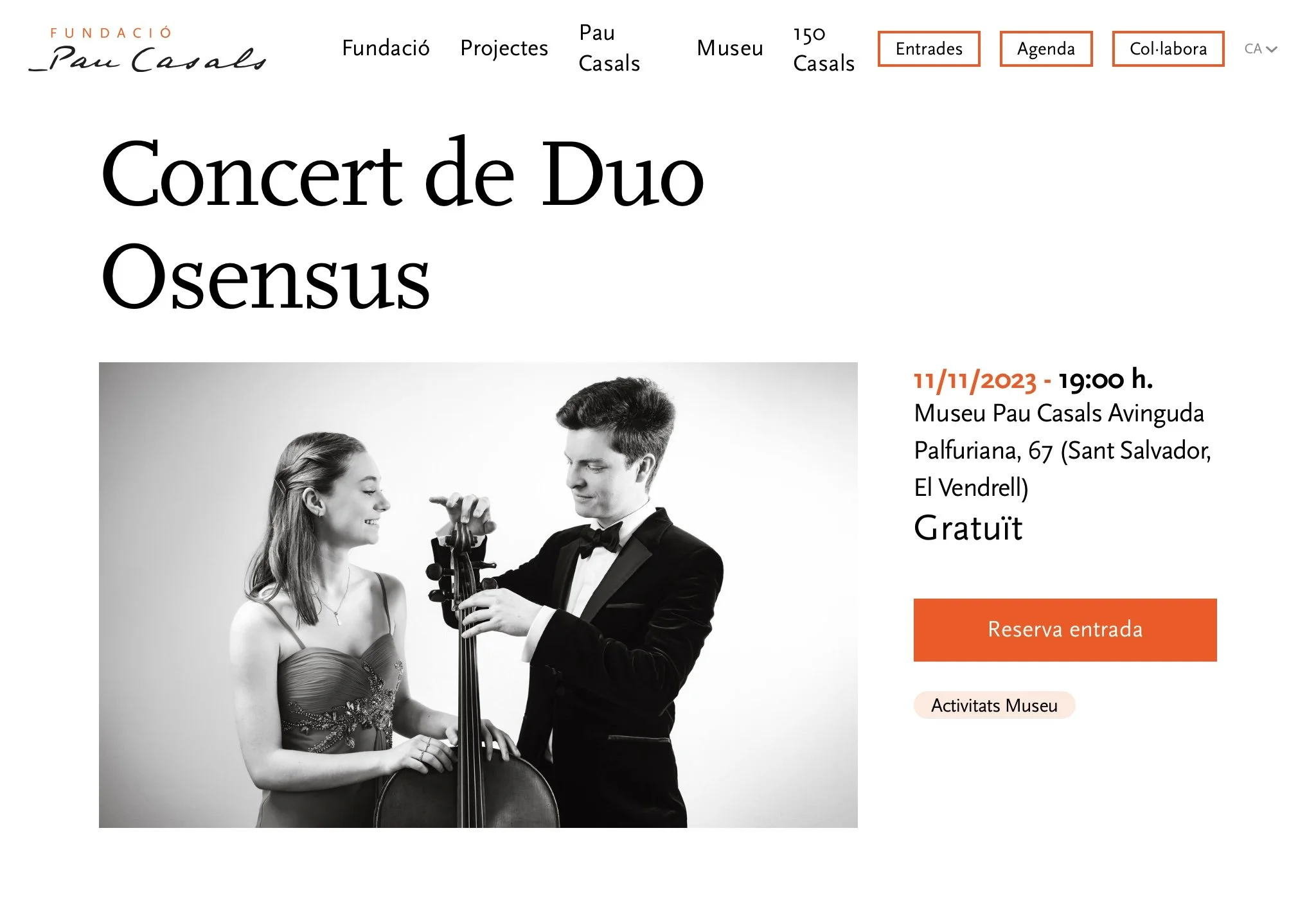 From a memorable concert in the beautiful Casals Museum, the Villa Casals in El Vendrell, organised by the Pau Casals Foundation