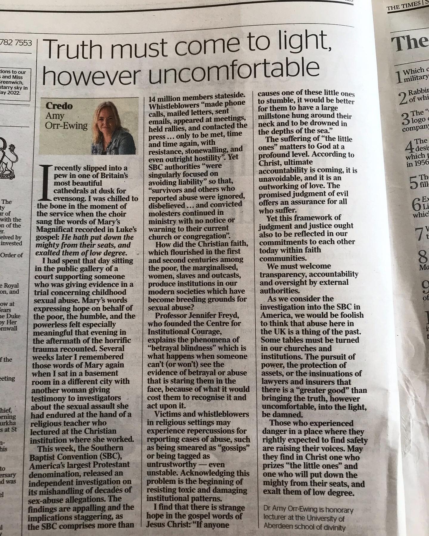 @amyorrewing writes today in The Times @thetimes giving insight on an appropriate response to abuse and the words of the Magnificat.