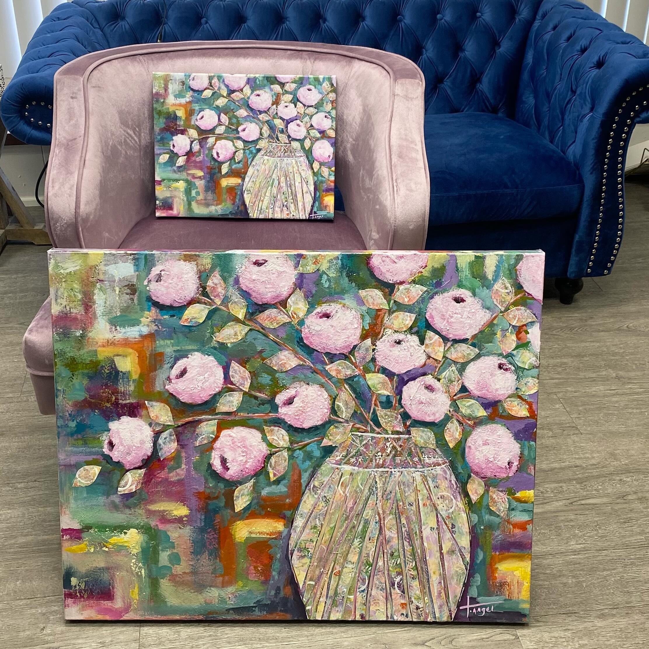 We&rsquo;ve had a BABY!! Momma Canvas Original gave birth to Baby Canvas Print!! She&rsquo;s perfect for a smaller space. Who&rsquo;s gonna take this sweet painting by @tonya_angel_art home?