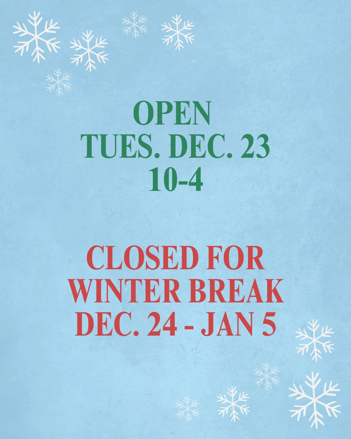 ❄️ ❄️ One more day to shop!! ❄️❄️ Then I&rsquo;m taking my annual winter break to enjoy family, friends and home.