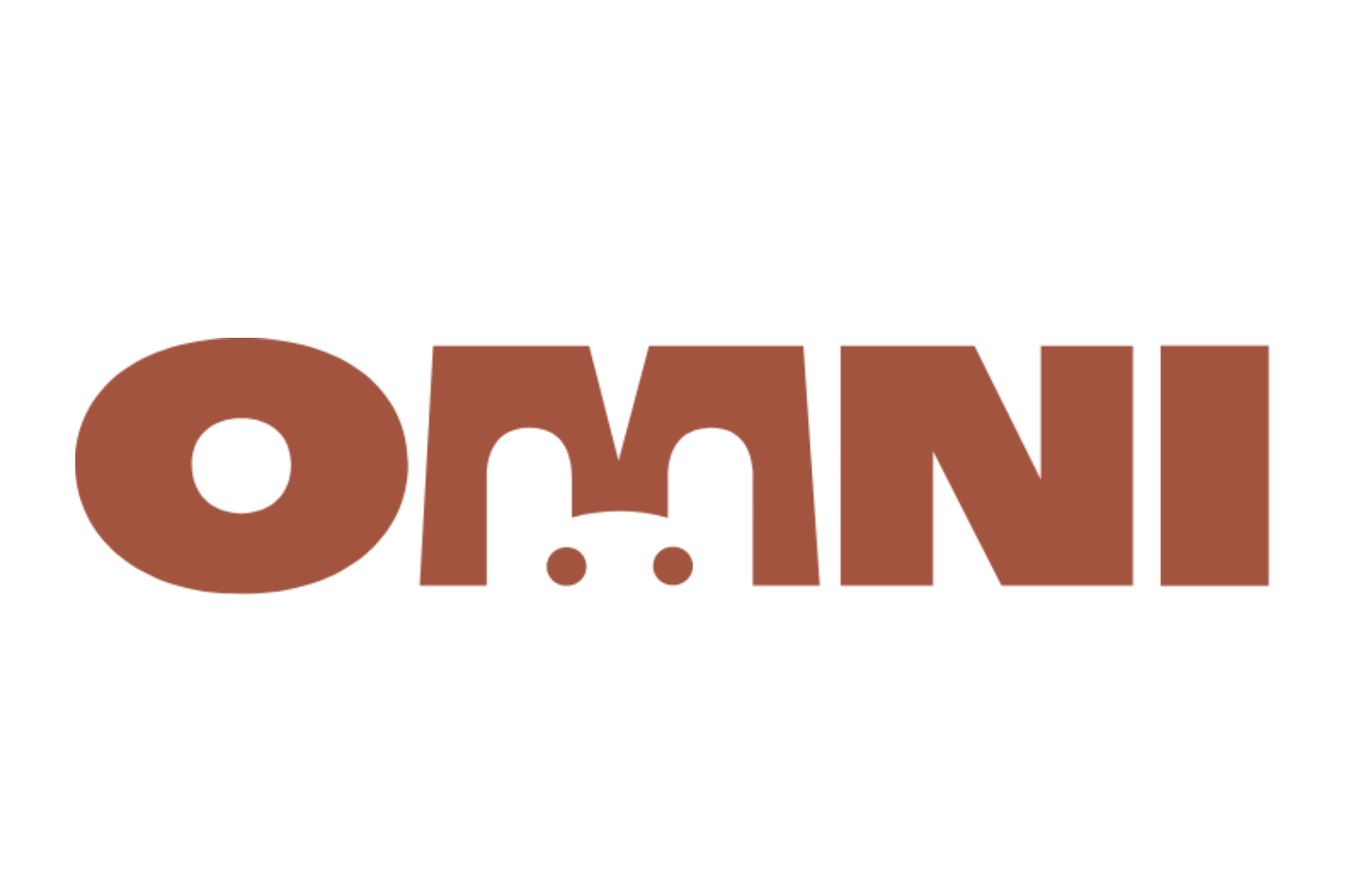 The logo for the TV show 'O.M.G.' in stylized brown letters with an exclamation mark and dots.