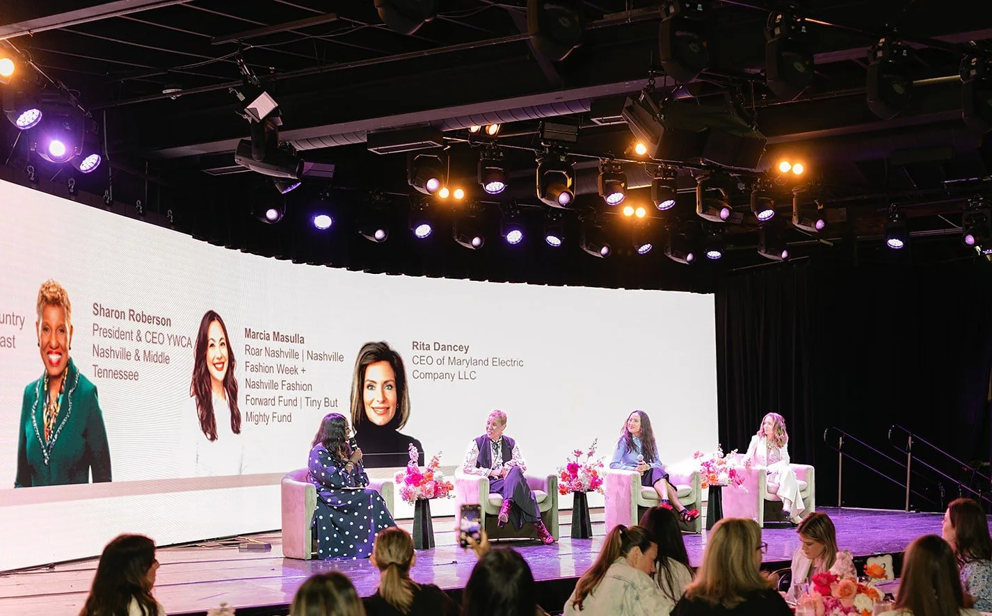 Women leaders speaking on a panel during the previous Heels & Handshakes International Women’s Day Program in Nashville.