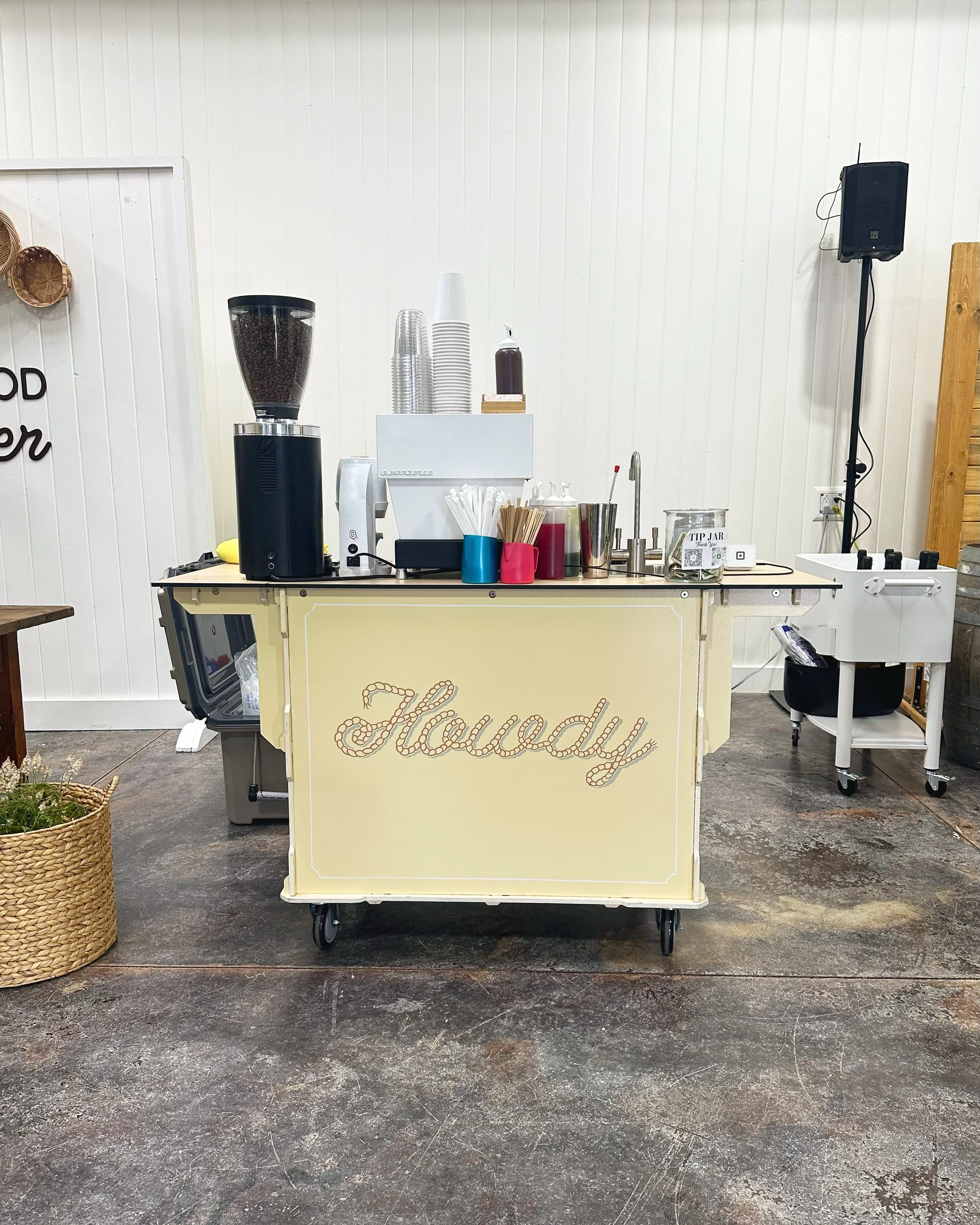 Howdy Coffee mobile espresso bar serving cappuccinos at a Portland wedding reception