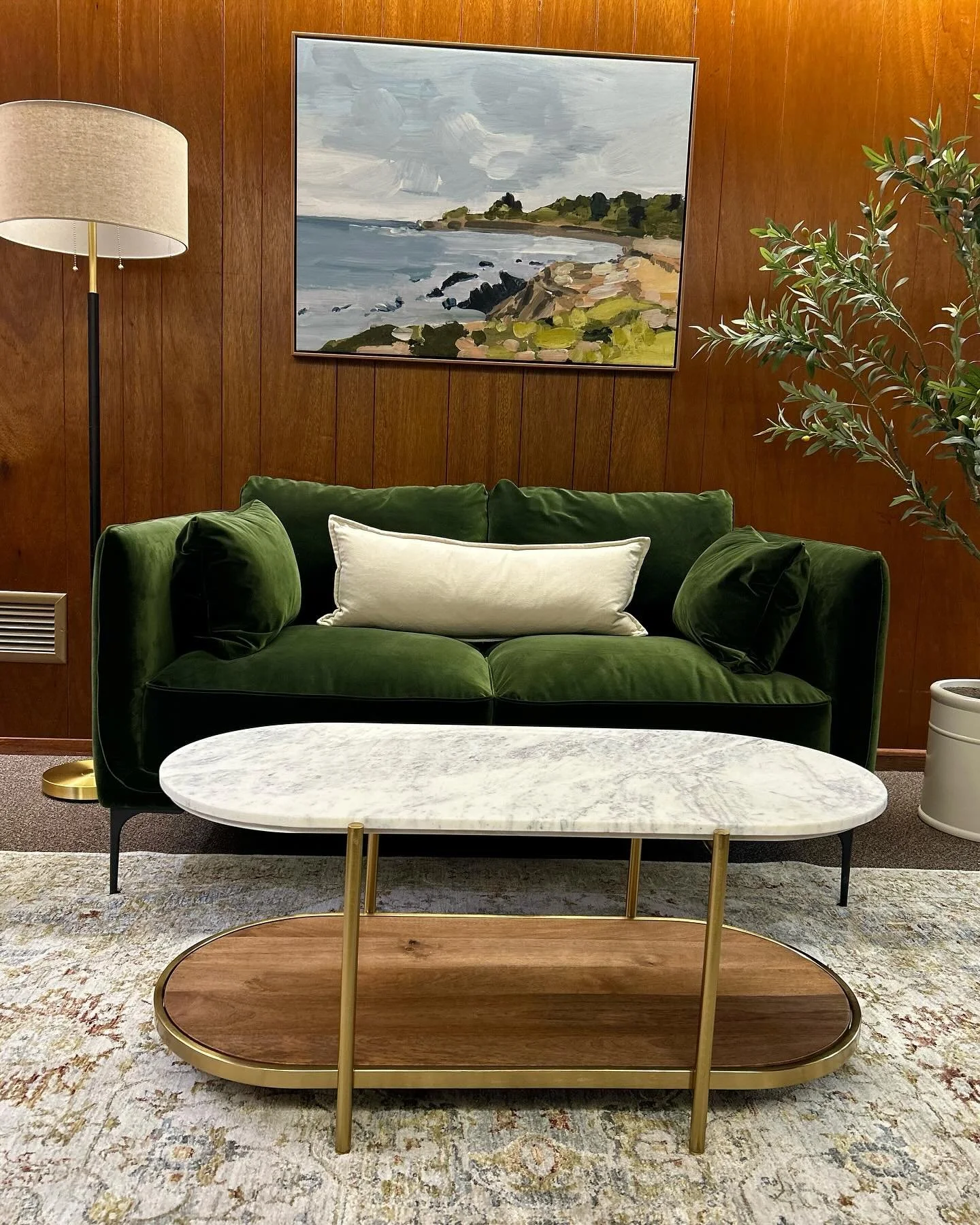 This was a fun office refresh for a local financial planning office. We were inspired by the classic mid-century design of the building and went with a modern, coastal vibe. The client loved it and we were happy to have created a beautiful space to w