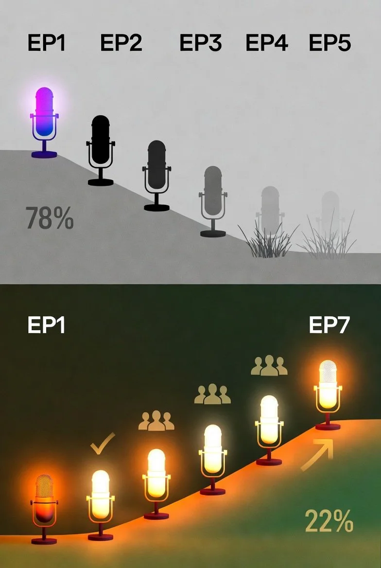 Why 78% of Podcasts Fail Before Episode 7 (And How to Be in the 22%)