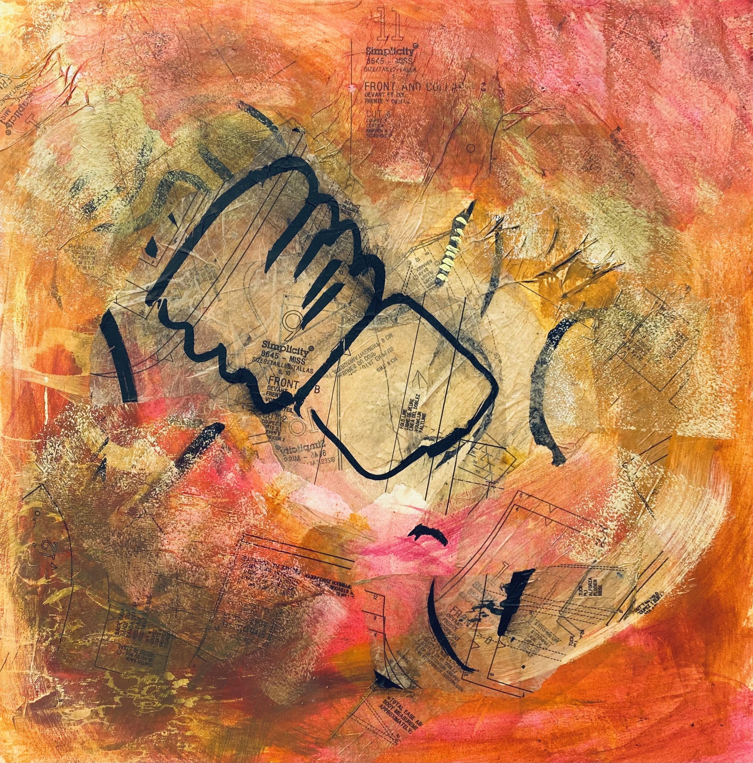 "Flight 4"
2022
24" x 24"
Acrylic, collage, natural pigment on canvas