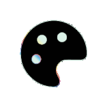 Small artist's palette with six color spots