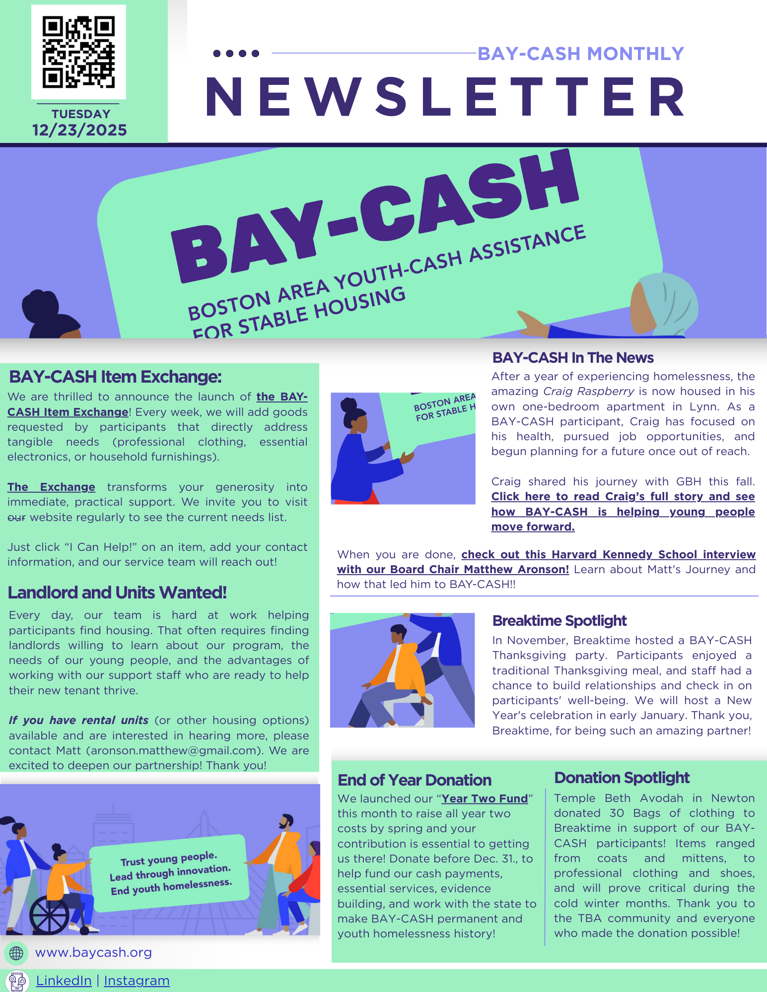 BAY-CASH December Newsletter - Happy Holidays, Item Exchange, GBH Story