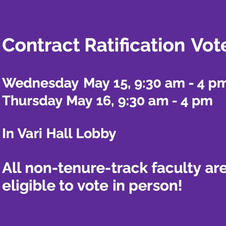 Please plan to cast your vote to determine whether we ratify our current tentative agreement. The Bargaining Team is recommending a yes vote! Email SALUatSCU@gmail.com if you have questions.