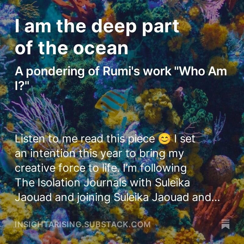 I set an intention this year to bring my creative force to life. I&rsquo;m following The Isolation Journals with Suleika Jaouad and joining Suleika Jaouad and her timely New Year&rsquo;s Journaling Challenge on Rumi and paradox&hellip; two of my most