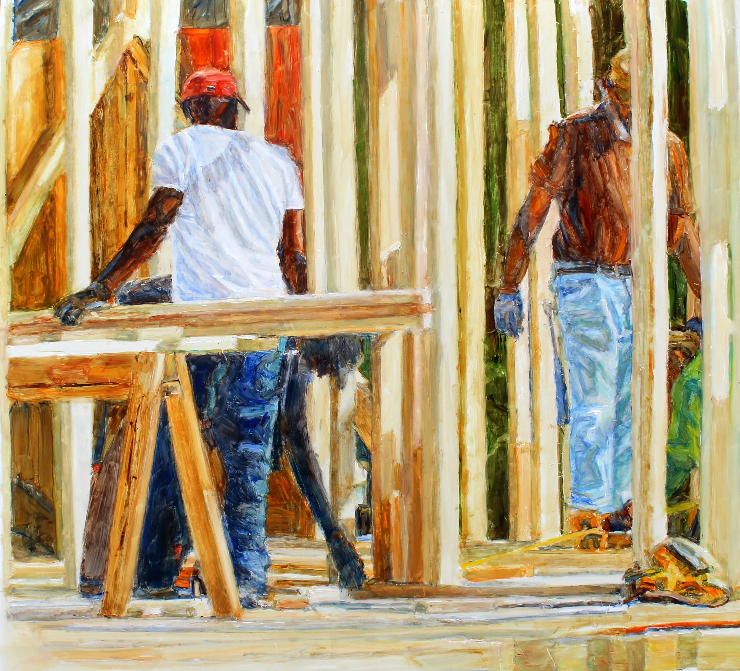 The Builders II

Oil on paperboard, 

19" X 22"

The original painting will be on display at the upcoming Cape Fear Studios 2026 National 2D Exhibition, from June 26th, 2026 through August 25th, 2026 at the Cape Fear Studios Gallery, 148 Maxwell St, 