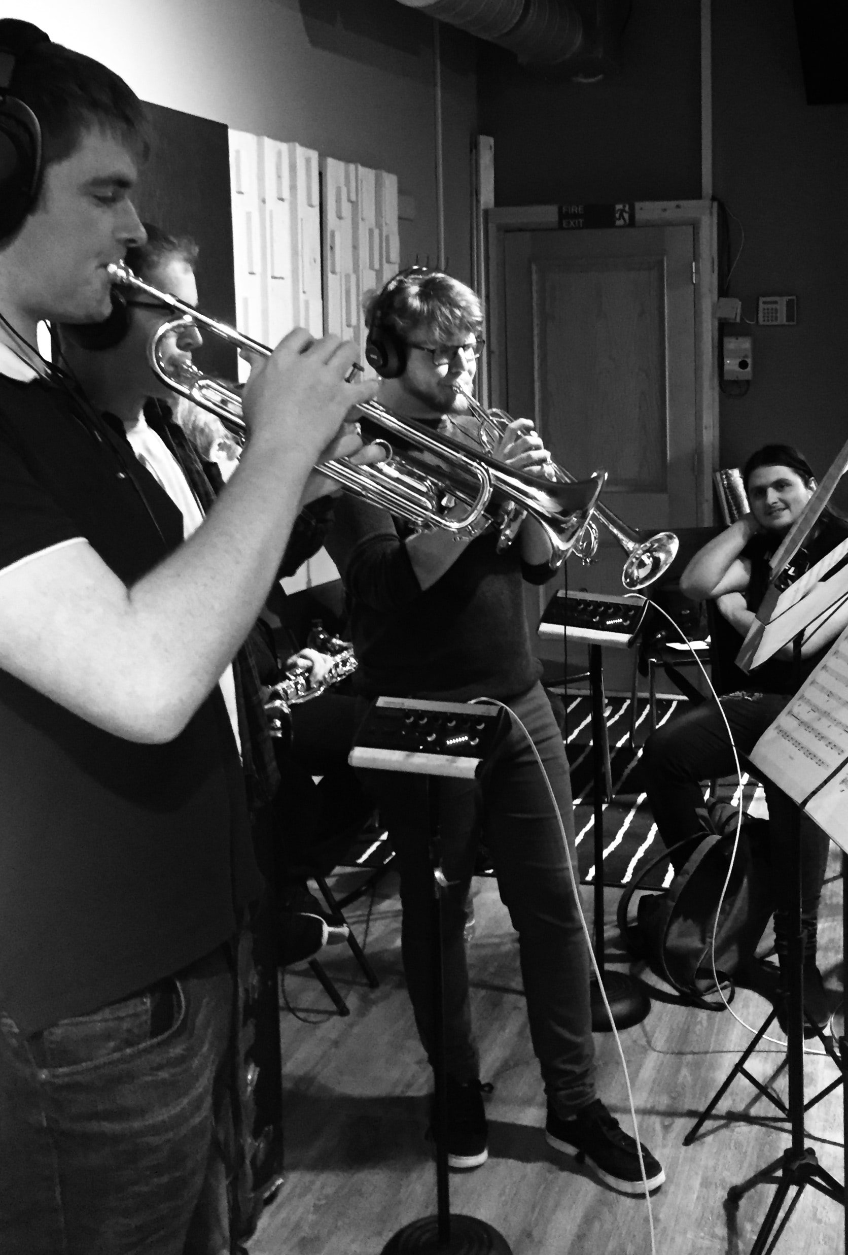 Brass section recording at Soundcaster Studios