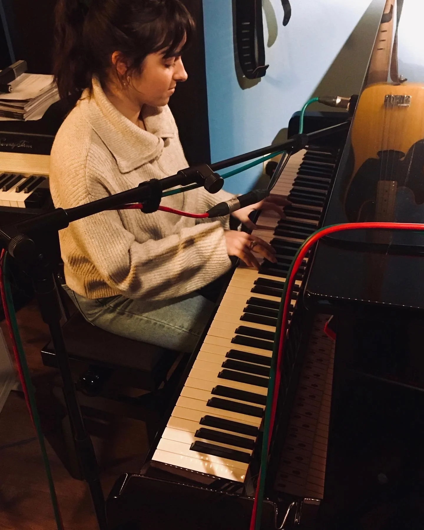 Alina recording piano at Soundcaster Studios