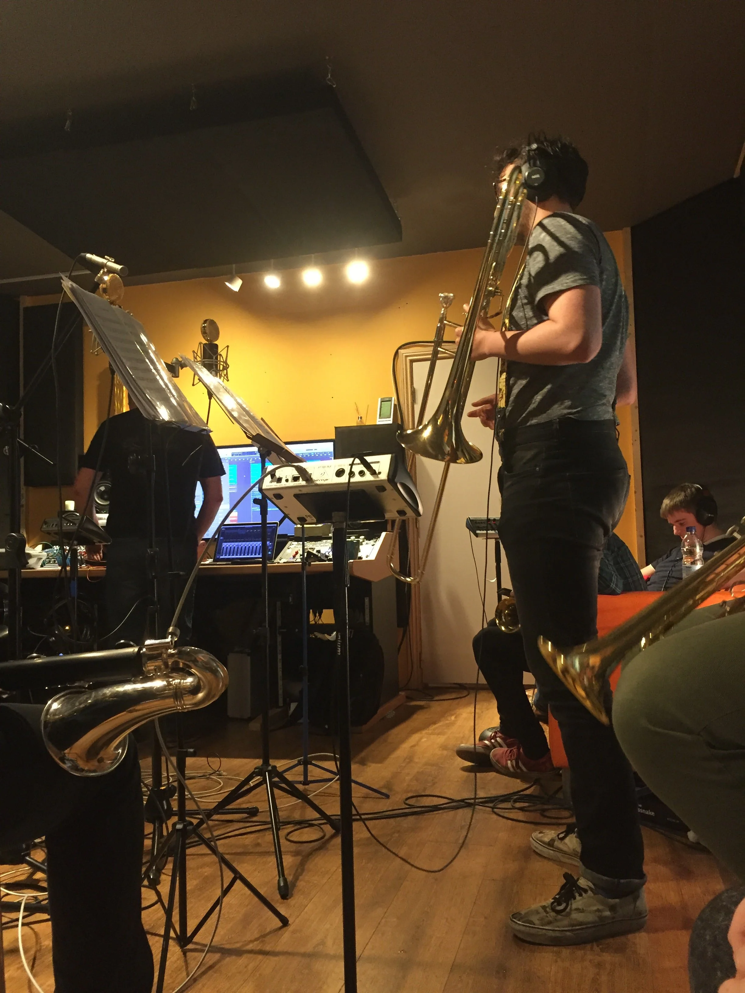 Brass section recording at Soundcaster Studios