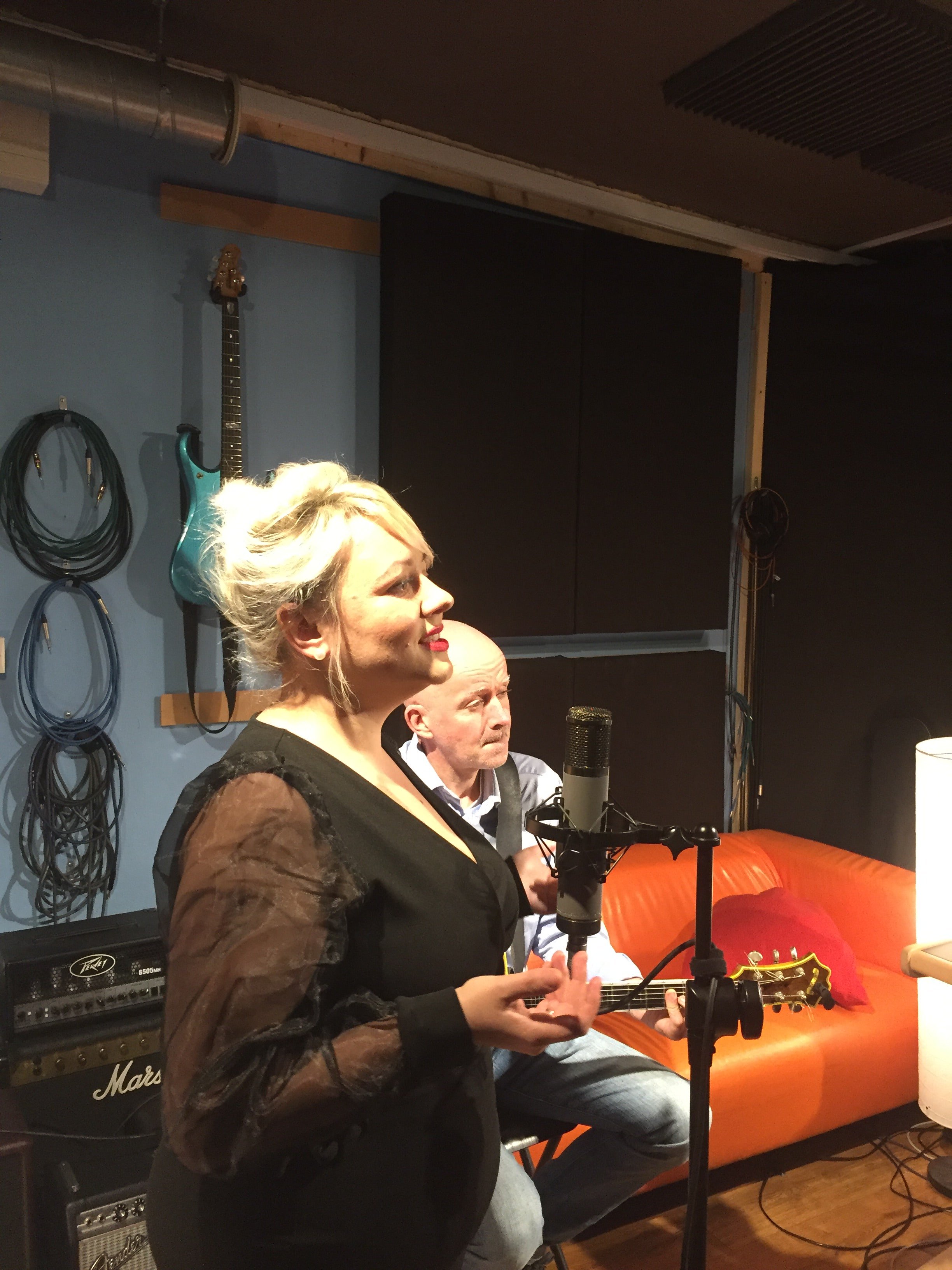 Raimonda recording vocals at Soundcaster Studios