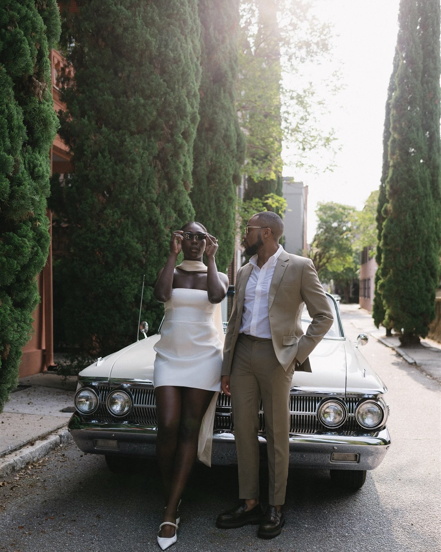 A couple even more sweet than they are stylish. Nana Ama + Morris turned Charleston into their very own editorial spread 🖤&thinsp;
&thinsp;
Nana Ama&rsquo;s swoon-worthy dress was custom made in Ghana, honoring where she&rsquo;s from and weaving her