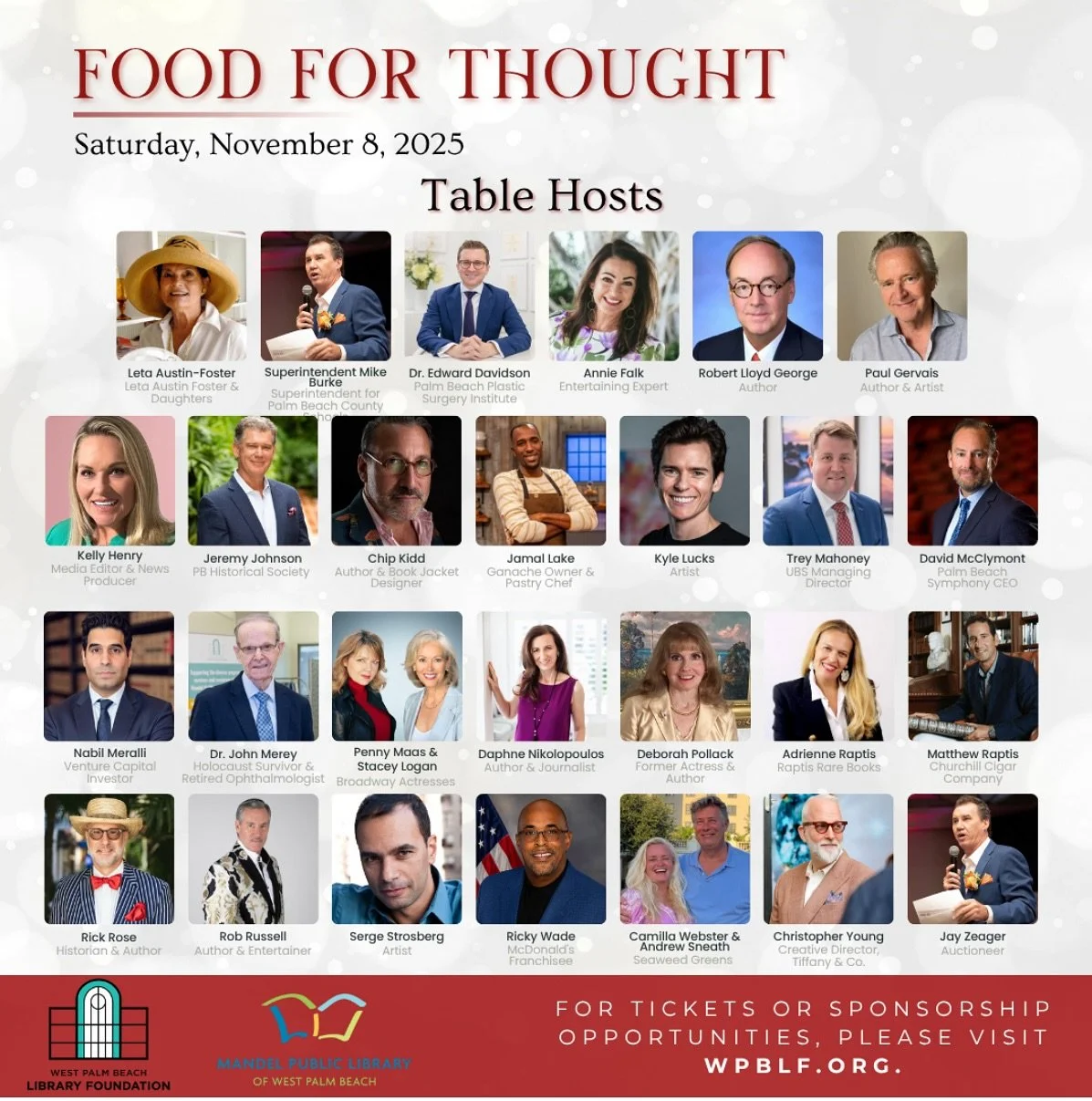 📚✨ Marking the beginning of Palm Beach&rsquo;s 147th season, I&rsquo;m excited to share that I&rsquo;ll be a table host at this year&rsquo;s Food for Thought Gala supporting the West Palm Beach Library Foundation! Join me next Saturday, November 8, 